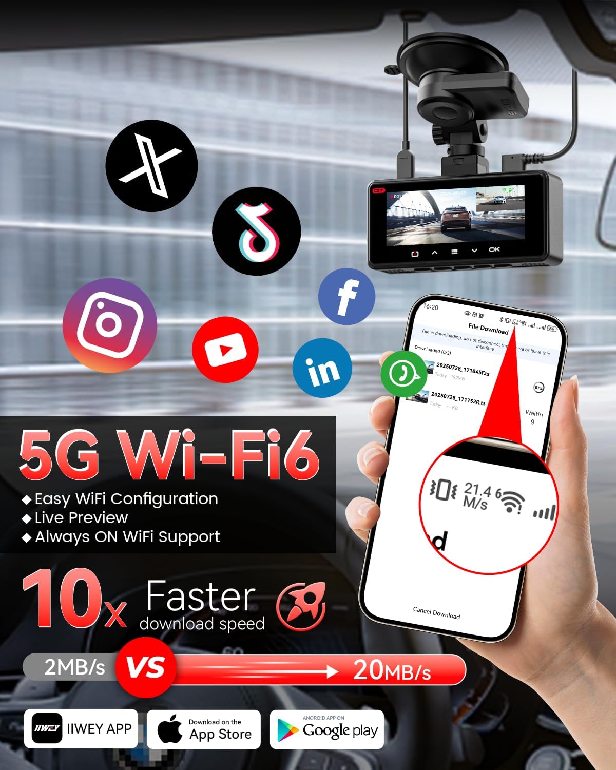 Thumbnail 3 de IIWEY 4K+4K Dash Cam with Dual STARVIS 128GB