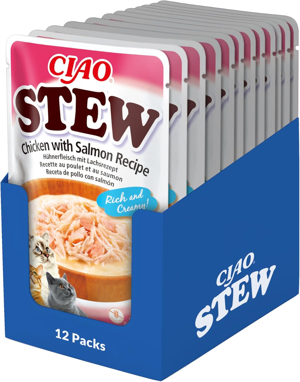 Detalle de CHURU Cat Ciao Stew Receta Pollo y Salmón 12x40 g 🐱