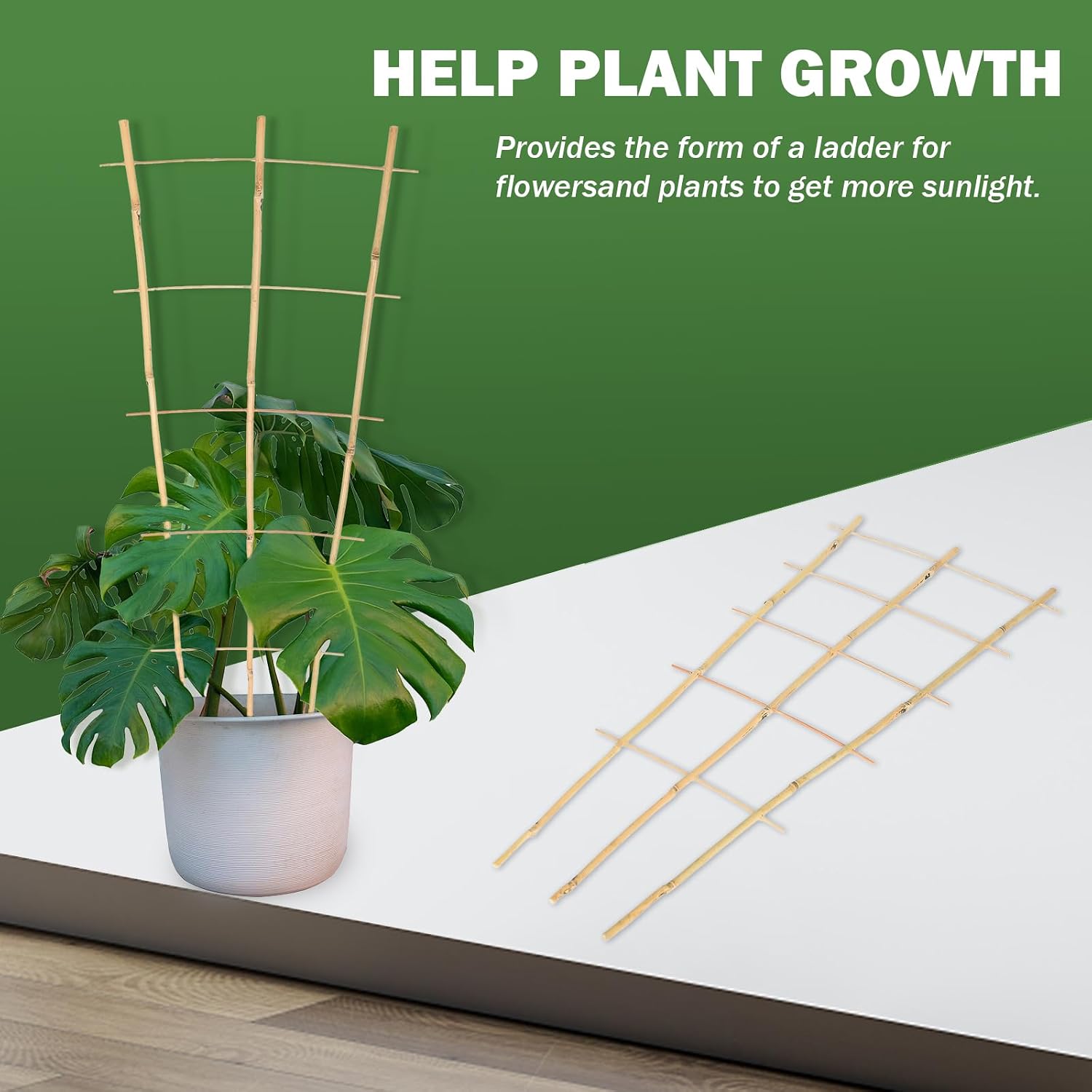 Detalle de Jollybower PT-P Fan-Shaped Bamboo Plant Trellis, 2 ft, 3-Pack