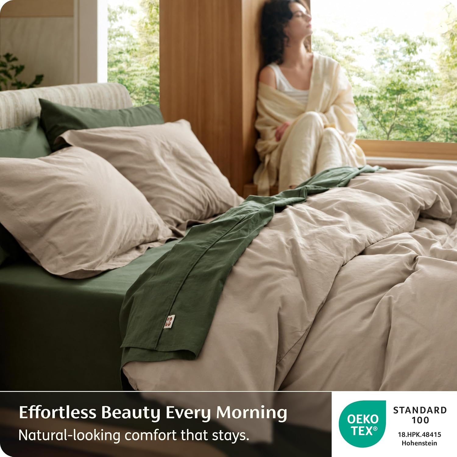 Thumbnail 2 de Bedsure Duvet Cover Set-Washed Cotton-Zip, 100% Cotton, Zipper Closure