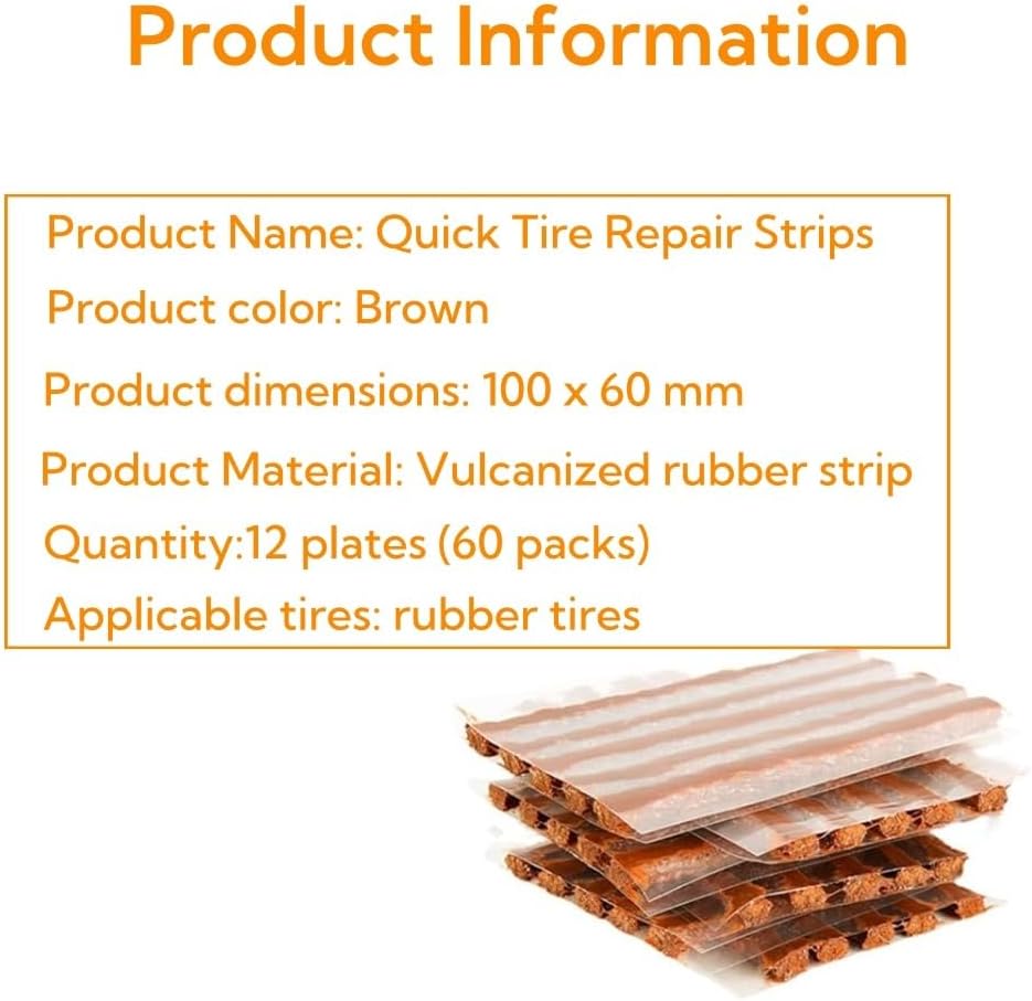 Detalle 2 de QUNNIE Strisce di riparazione pneumatici tubeless 60 pezzi – riparazione d'emergenza rapida