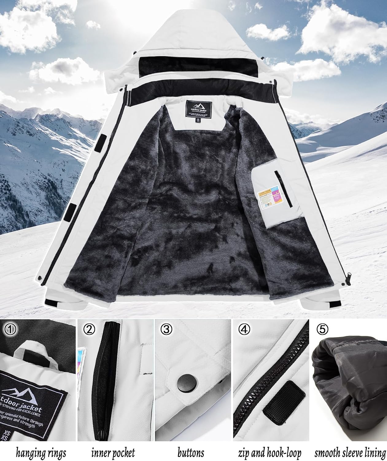 Detalle 2 de TACVASEN Giacca donna impermeabile imbottita