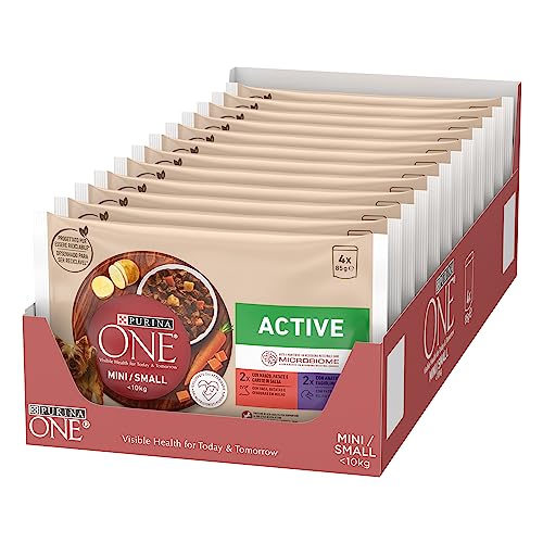 Detalle de PURINA ONE Active Small&Mini Cibo Umido per Cani Adulti – 48 Bustine da 85 g