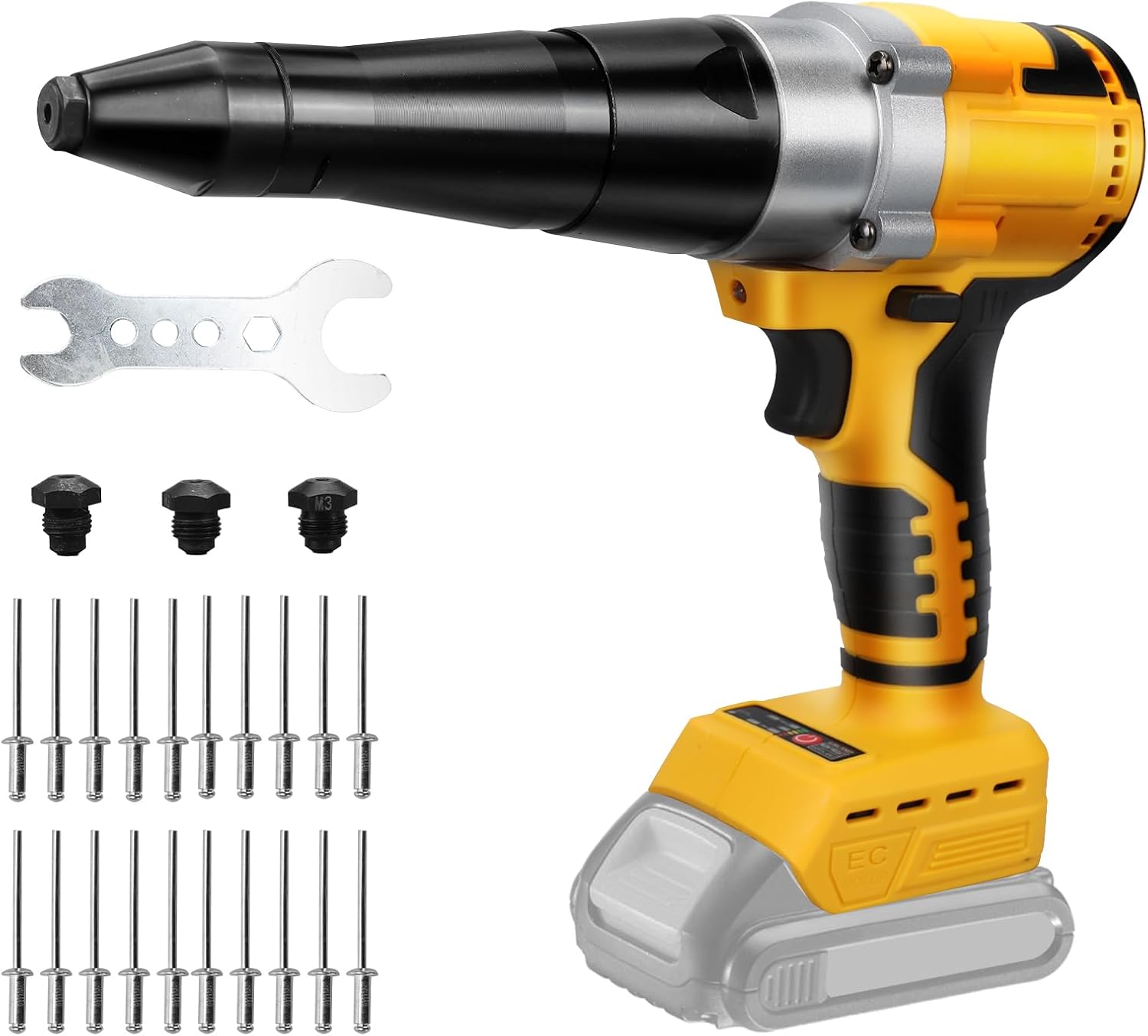 Detalle de Daspom For Aluminum & Steel Rivets Cordless Rivet Gun, Brushless, 3 Sizes