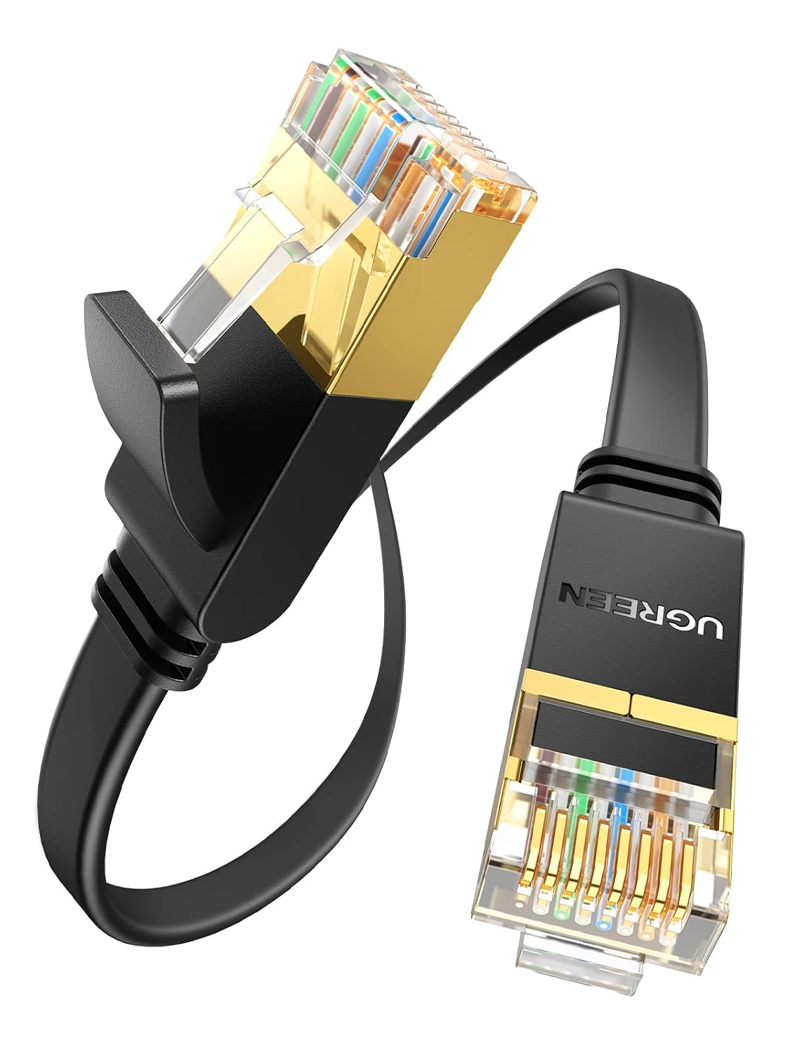 Detalle de UGREEN Cat 7 platte ethernetkabel 10 m, 10 Gbps en 600 MHz