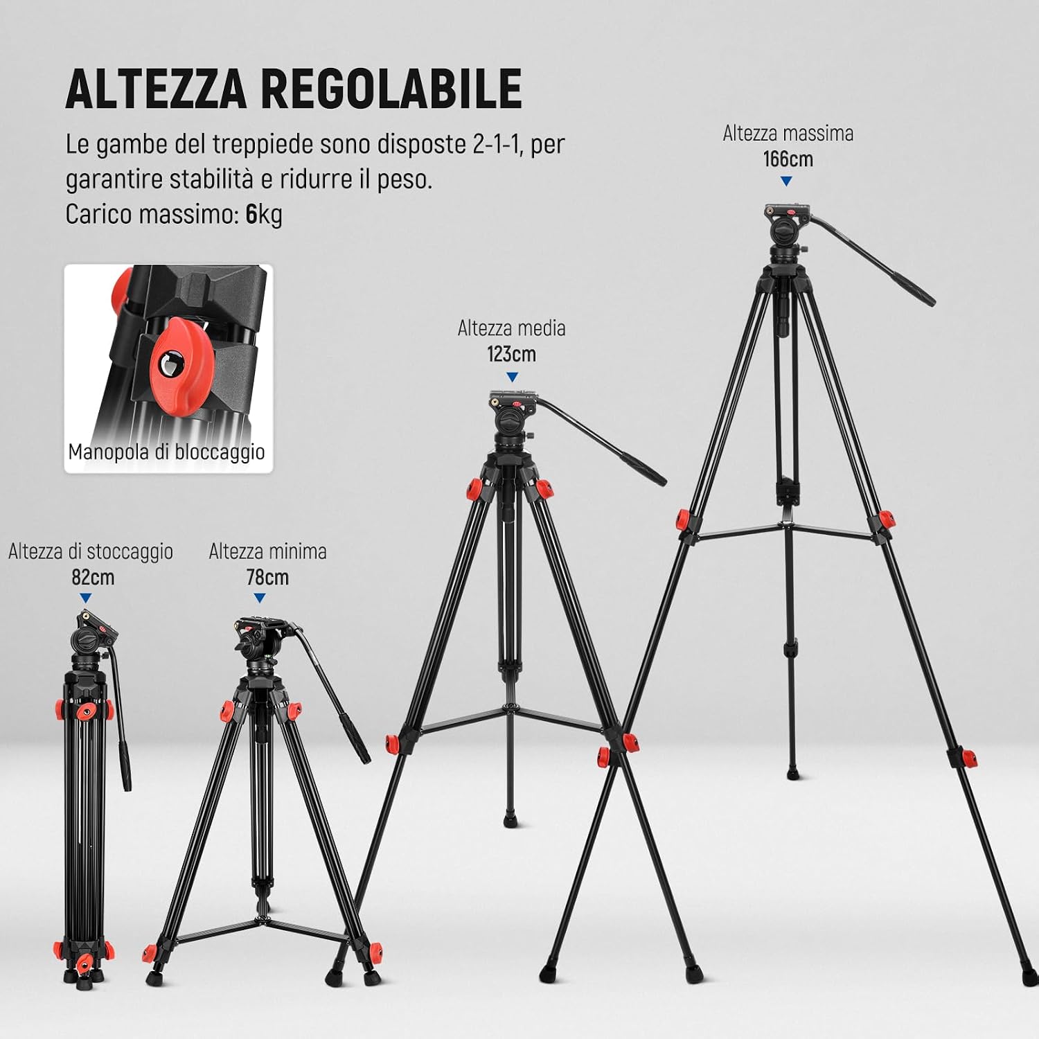 Detalle 2 de NEEWER TP73 treppiede video 6kg compatibile DSLR