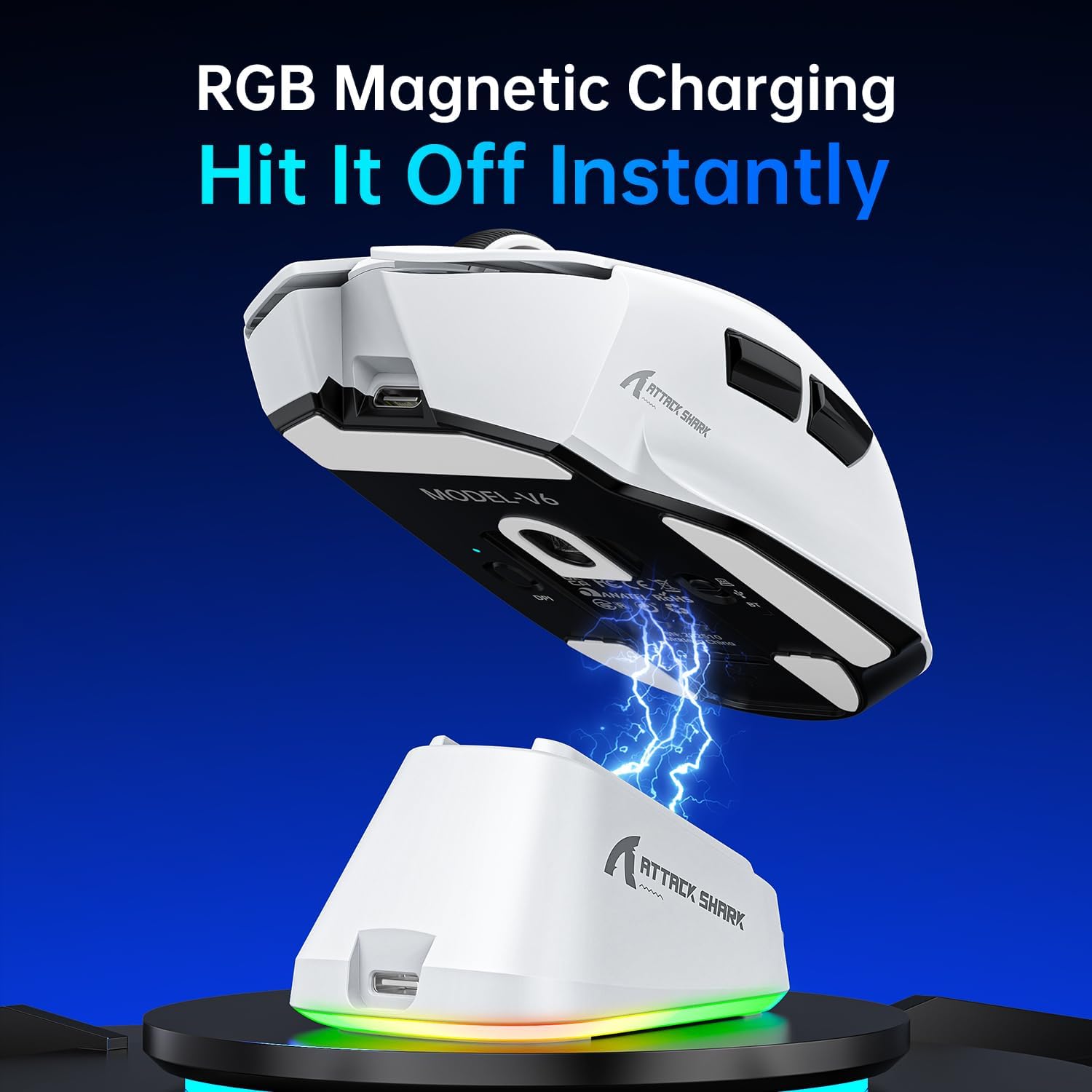 Thumbnail 3 de ATTACK SHARK V6 65g SUPERLIGHT Mouse with Magnetic Charging Dock