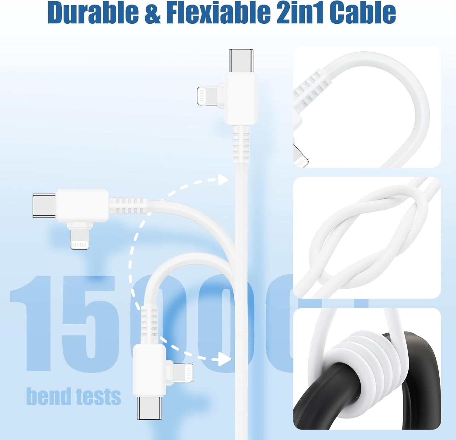 Detalle 2 de 2 in 1 iPhone Fast Charger Cable 10ft