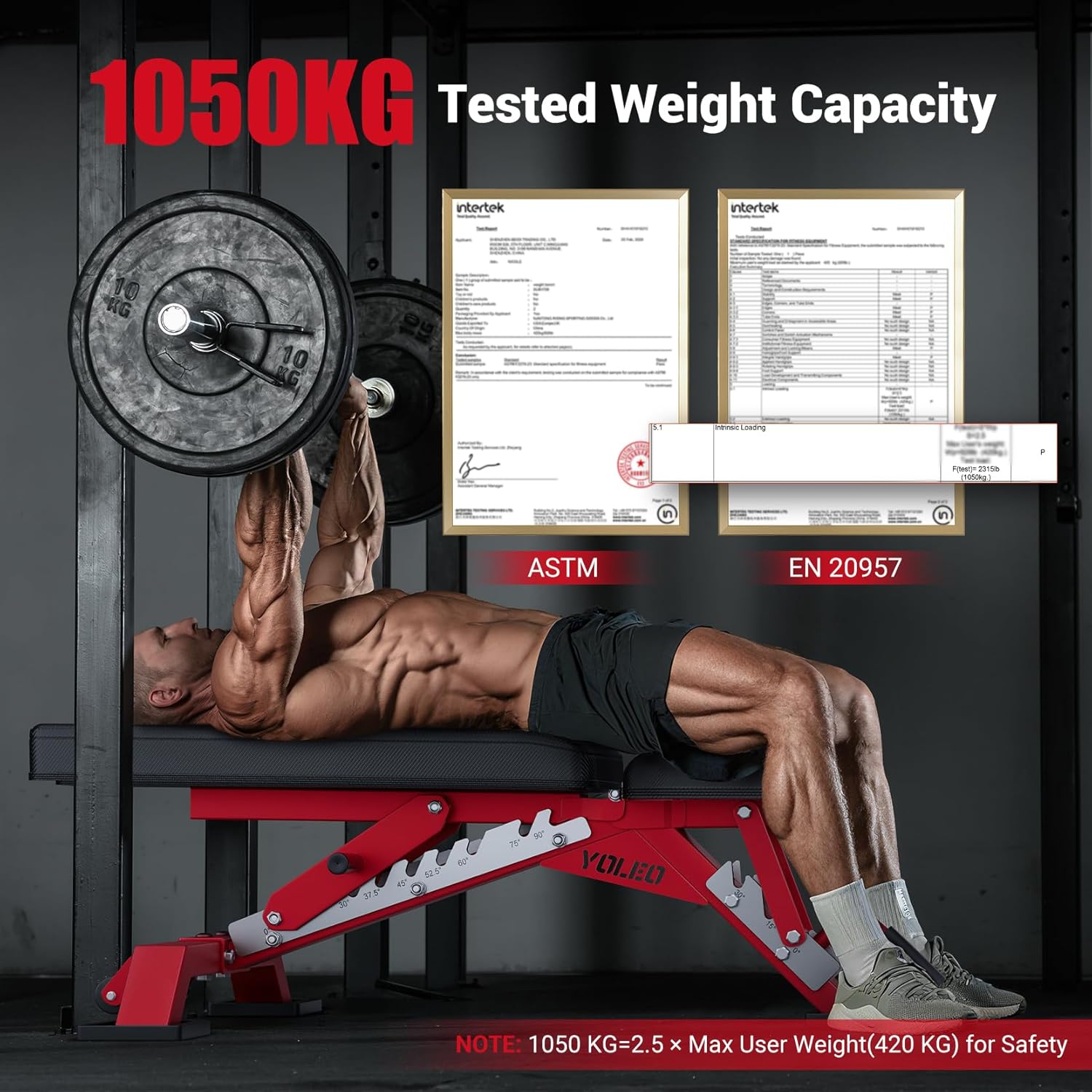 Thumbnail 1 de YOLEO Panca pieghevole da 1000 kg multifunzione con supporto schiena e testa – panca inclinata per allenamento fitness