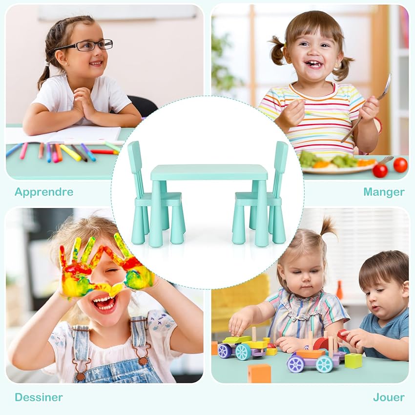 Thumbnail 2 de Table enfant COSTWAY avec 2 chaises, 50 kg 📐
