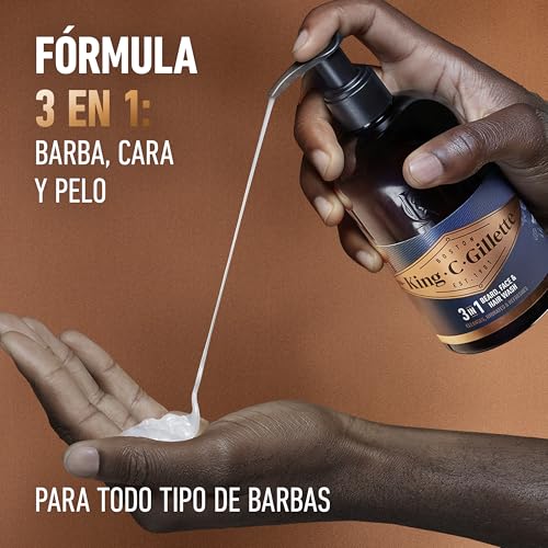 Detalle de King C. Gillette Gel 3 en 1 para Barba, Rostro y Pelo – 350 ml