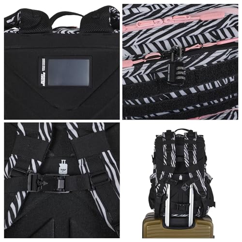 Detalle de ELITRAINX Mochila 45L Táctica Zebra: impermeable, cabina y formato para deporte