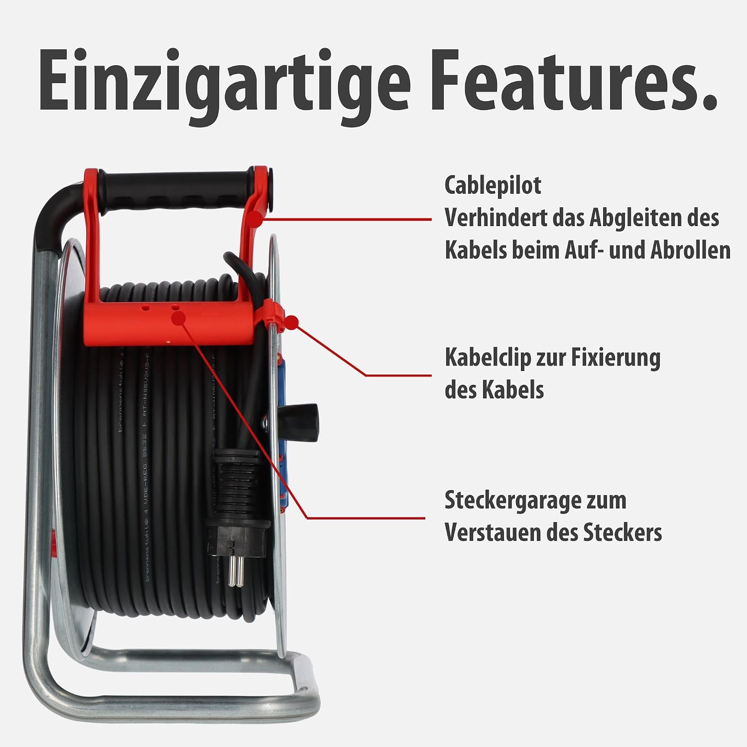 Detalle de Brennenstuhl Garant S V2 IP44 Kabeltrommel 50m outdoor – robust, zuverlässig und absolut wetterfest