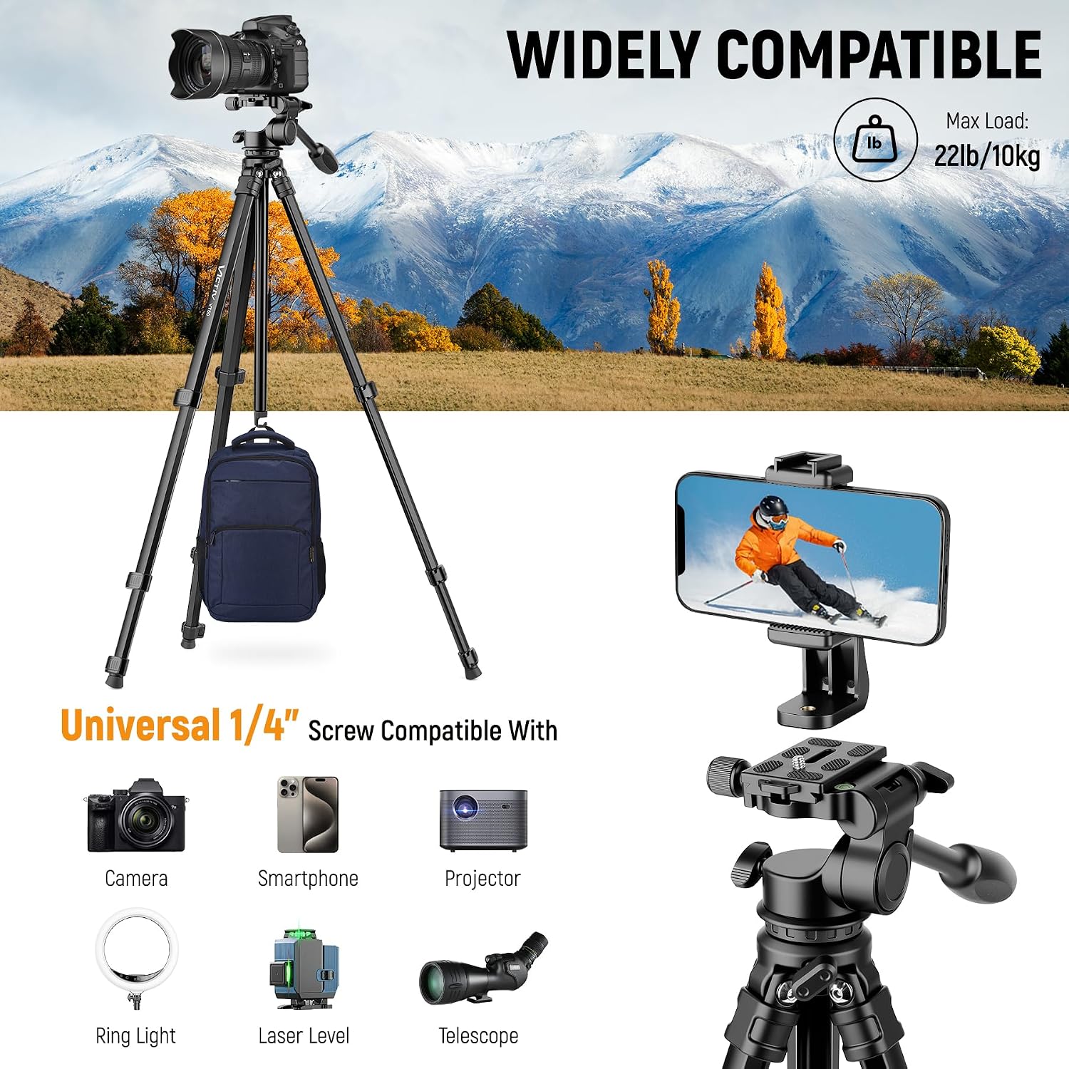 Thumbnail 3 de Victiv Camera Tripod Aluminium 51-170cm