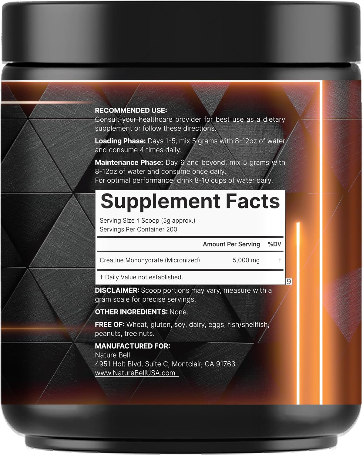 Detalle de NatureBell Creatine Monohydrate Powder, 200 Servings