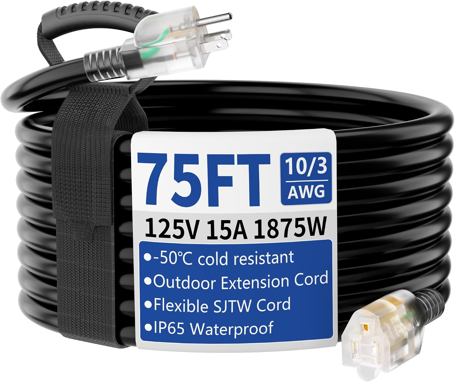 Detalle de cismorvex 75-Foot 10/3 Outdoor Extension Cord with Lighted End, 15A