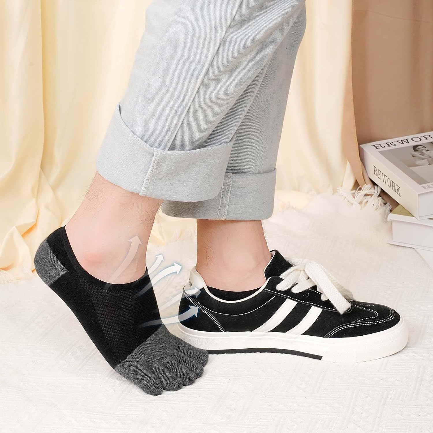 Thumbnail 1 de PUTUO Calcetines invisibles cinco dedos 4 pares