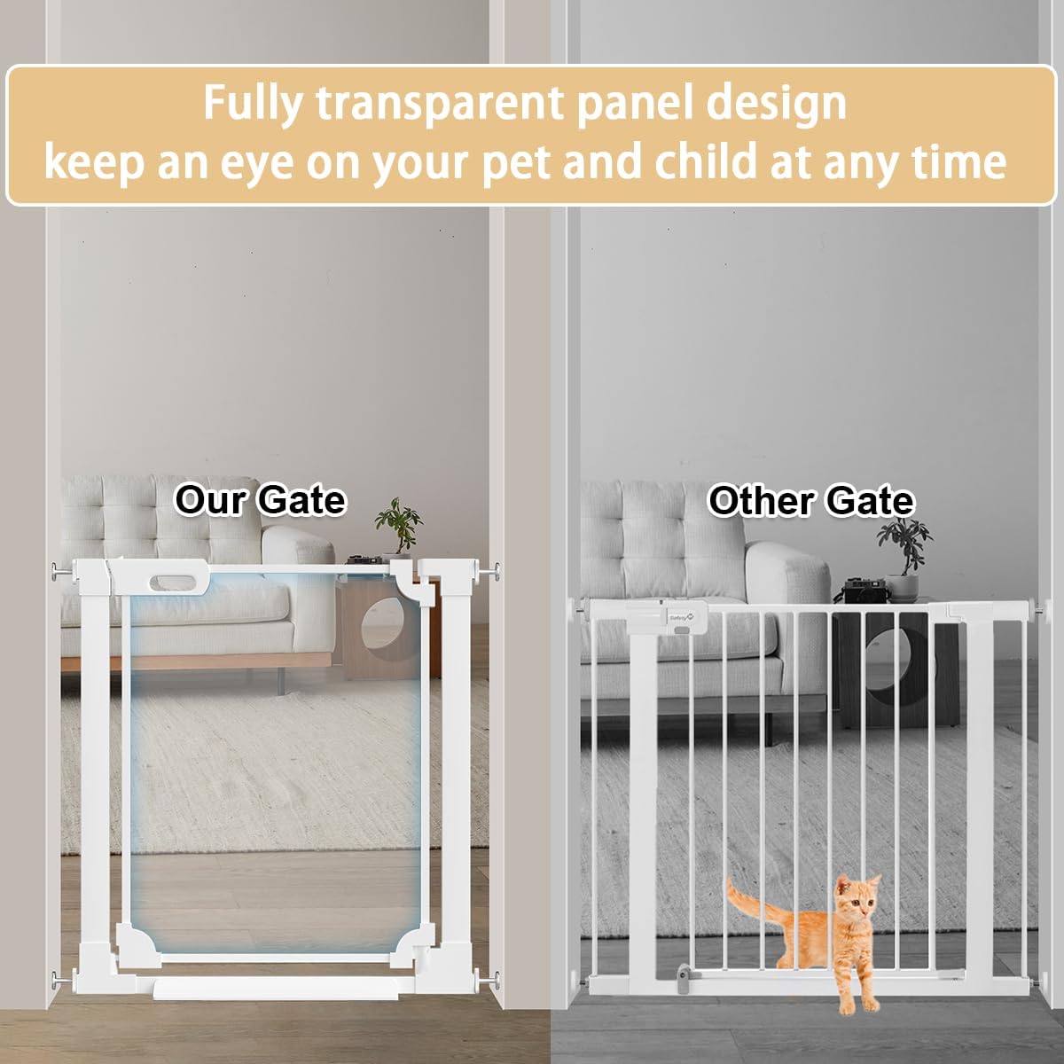 Detalle de Xifamniy Clear Stair Gate (74-98cm wide) – 76cm tall acrylic baby and pet gate