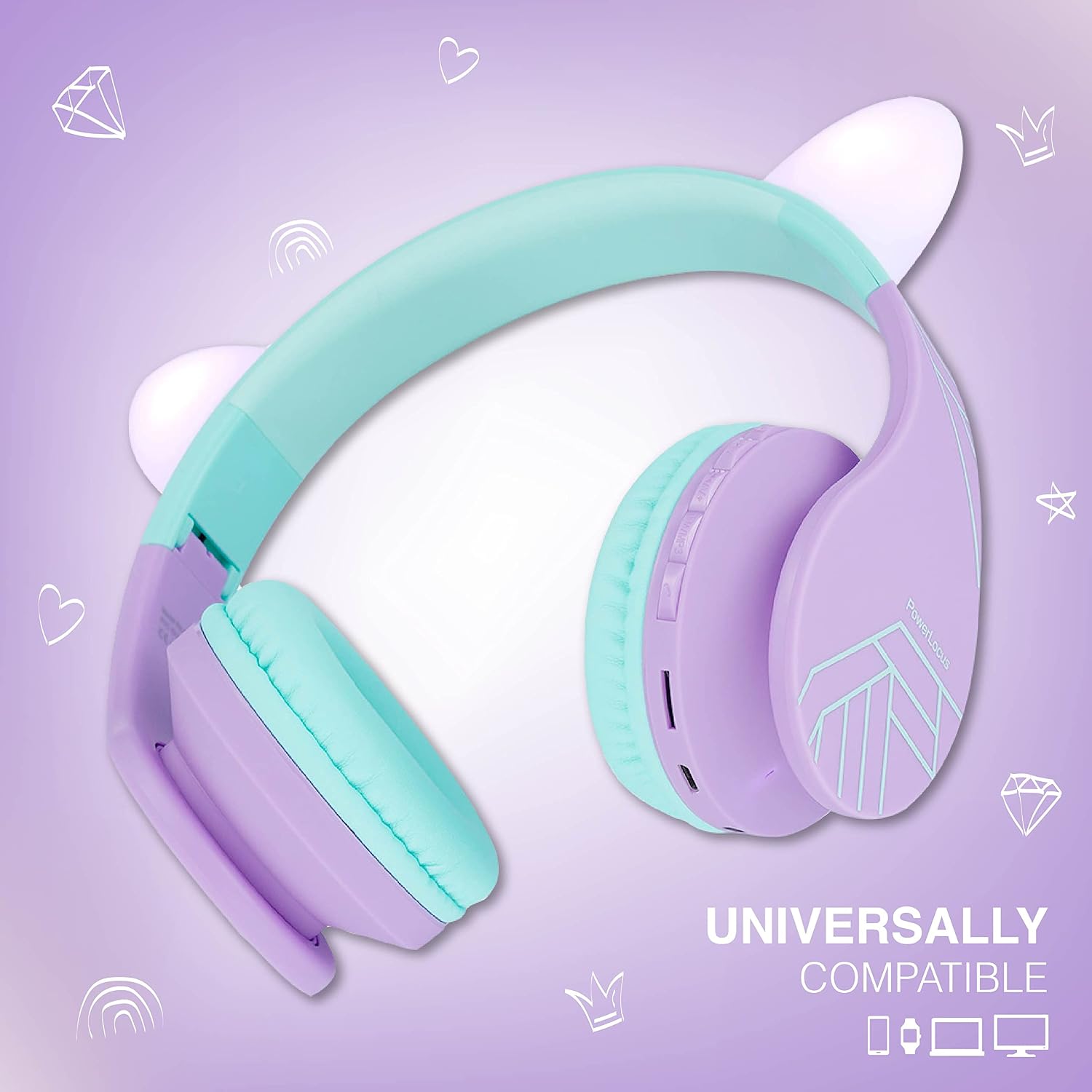 Thumbnail 5 de PowerLocus Bluetooth Kids Headphones with LED lights