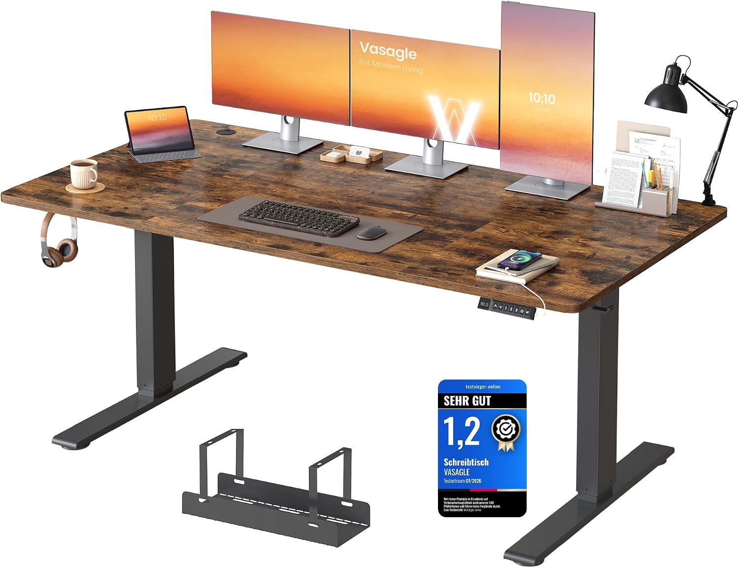 VASAGLE LSD146KD02 höhenverstellbarer Schreibtisch 160×80 cm