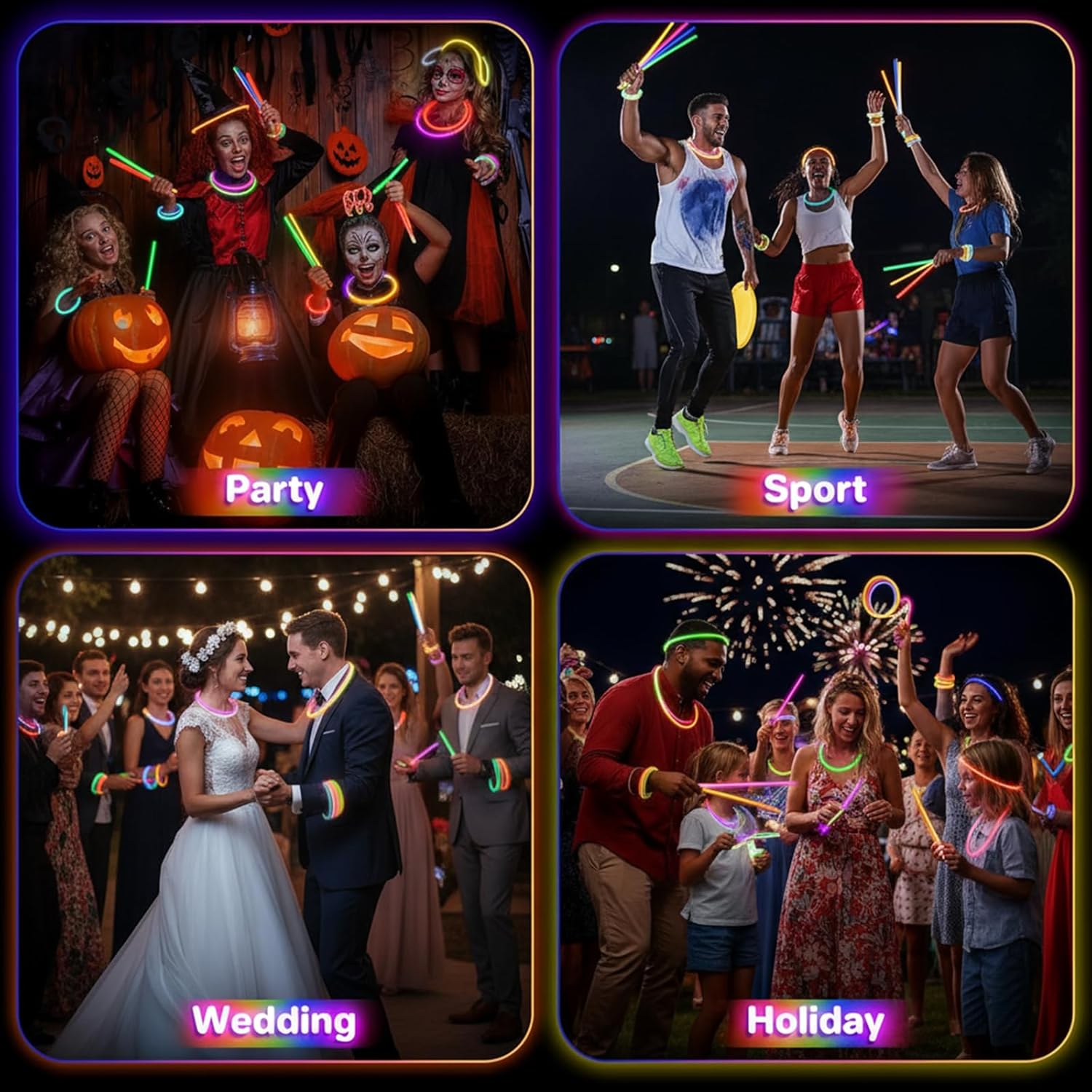 Thumbnail 3 de Knicklichter Party-Set für Kinder: 100 Leuchtstäbe mit 100 Verbindern in 7 Farben