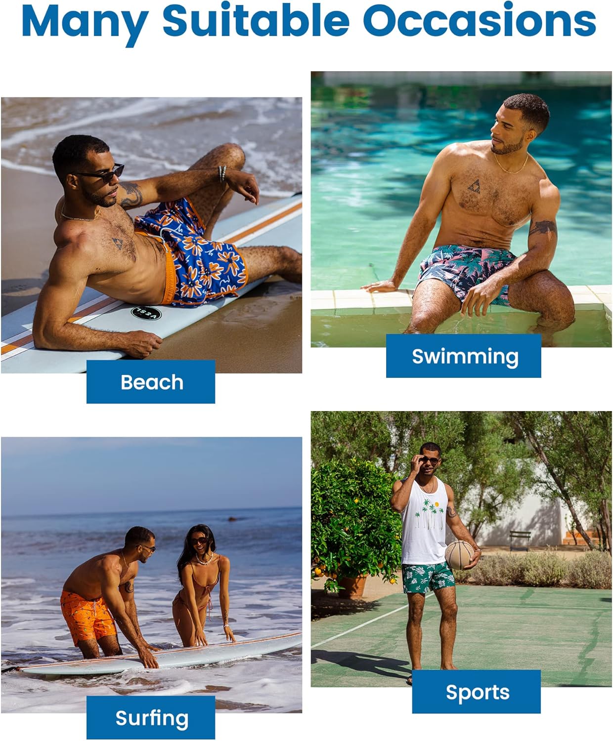 Thumbnail 6 de maamgic Men’s Swim Trunks with Compression Liner (7-Inch Inseam)
