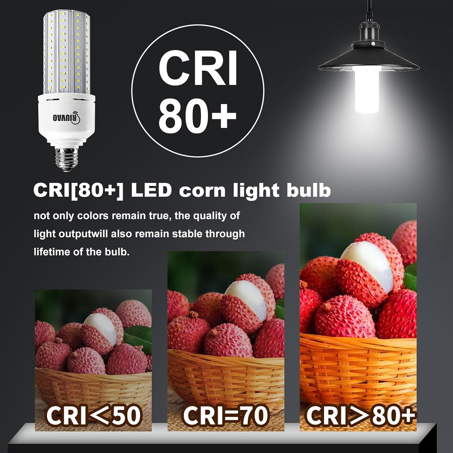 Detalle de RIUVAO ACL5003 LED Corn Bulbs, 7,500 Lumens, 5,000K, 2-Pack