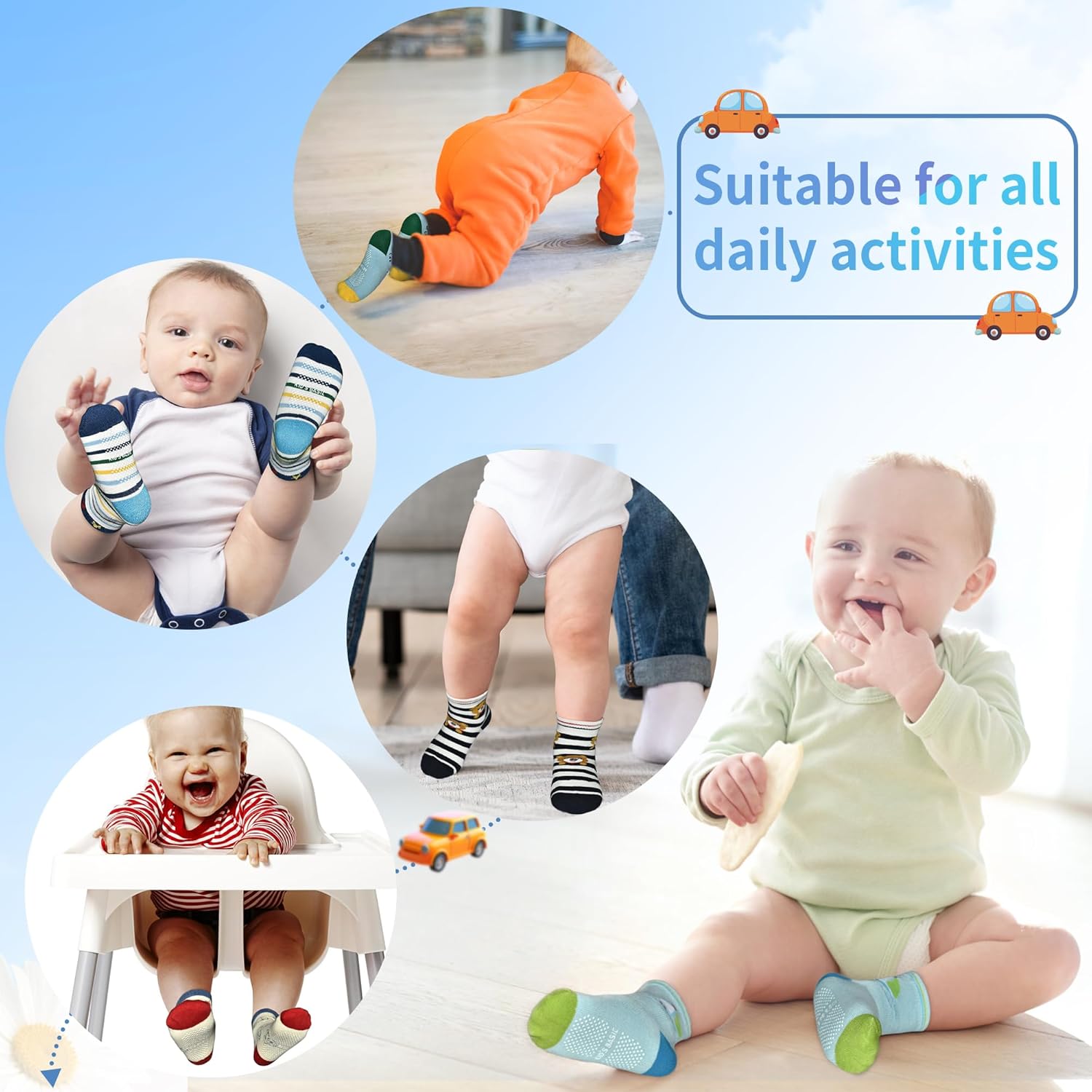 Thumbnail 4 de HYCLES Baby Grip Socks: 12-Pair Non-Slip Pack for 0–7 Years