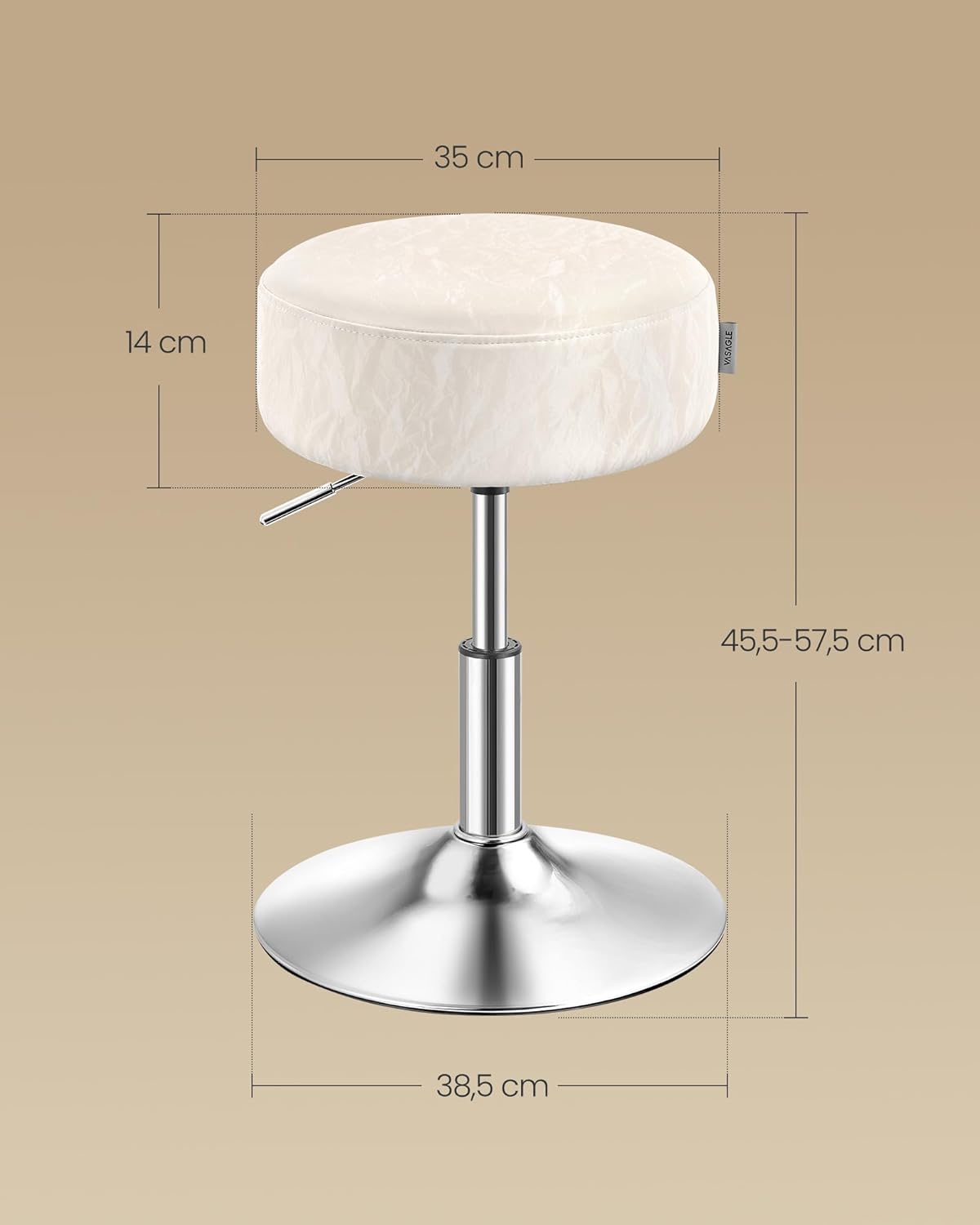 Detalle de VASAGLE LJB120W01 sgabello trucco regolabile 45,5–57,5 cm