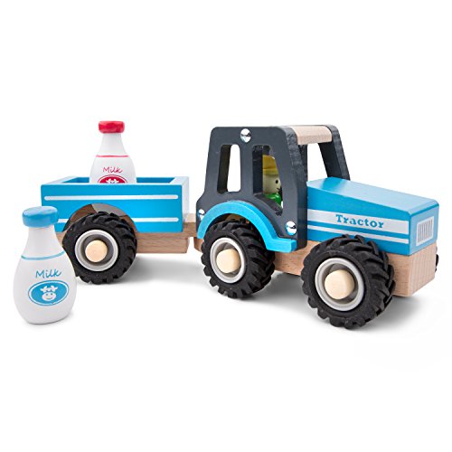 Thumbnail 1 de New Classic Toys tracteur avec remorque, jouet en bois pour enfant, bleu 🚜