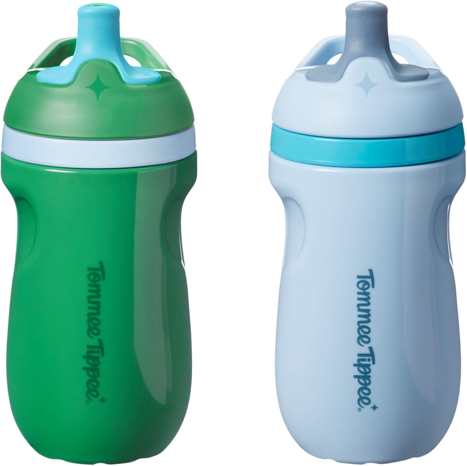 Detalle de Tommee Tippee Insulated Sporty Spout Non-Spill Toddler Cup (266ml) – Pack of 2, Blue & Green