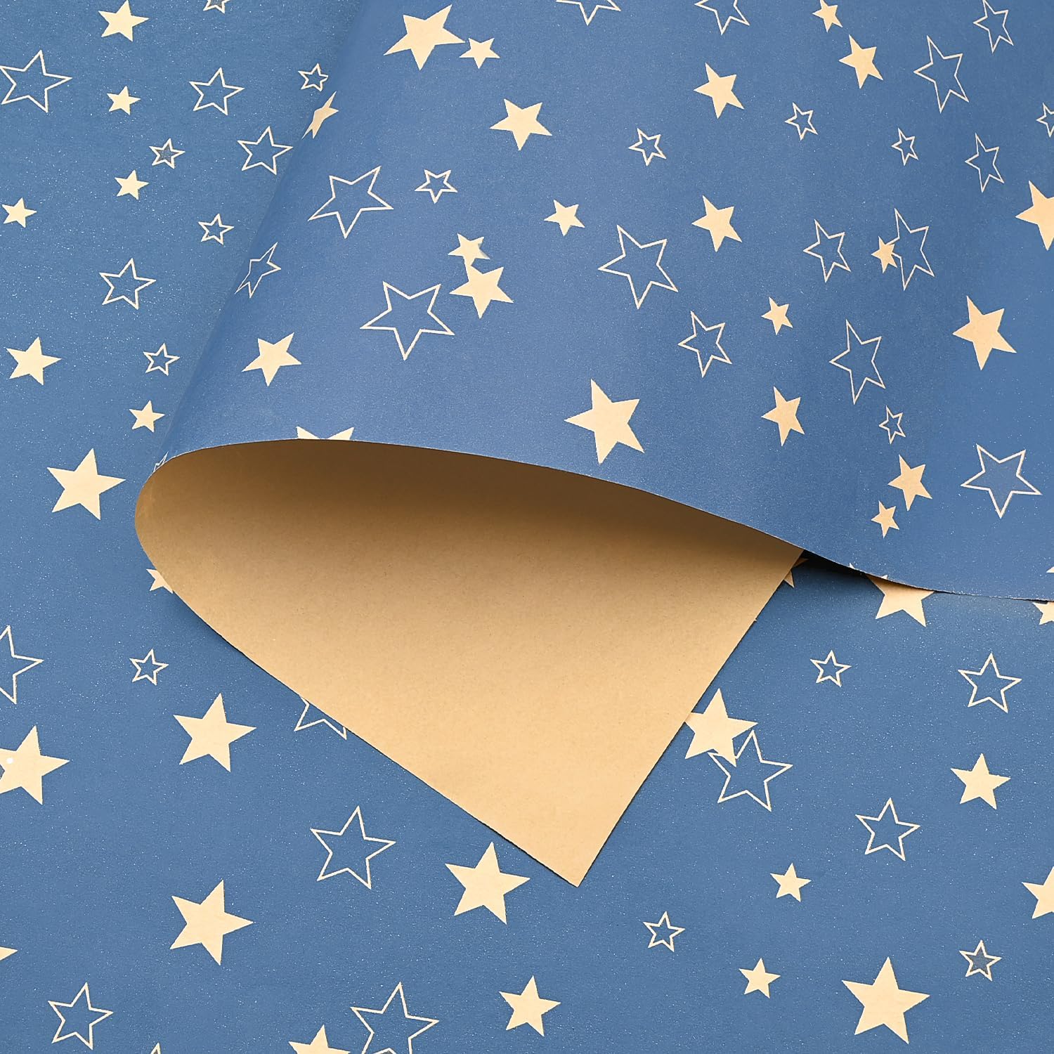 Detalle de Huge Blue Kraft Paper Roll With Star: 70cm x 15m Gift Wrap for Birthdays, Xmas and More