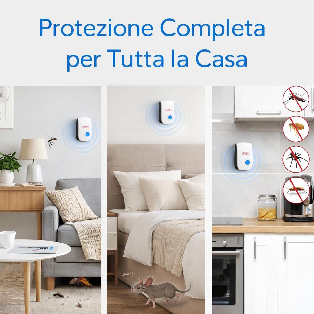 Thumbnail 1 de Repellente Ultrasuoni 4 Pezzi – Anti Insetti e Topi per Casa, Copertura fino a 100 m² per Stanza