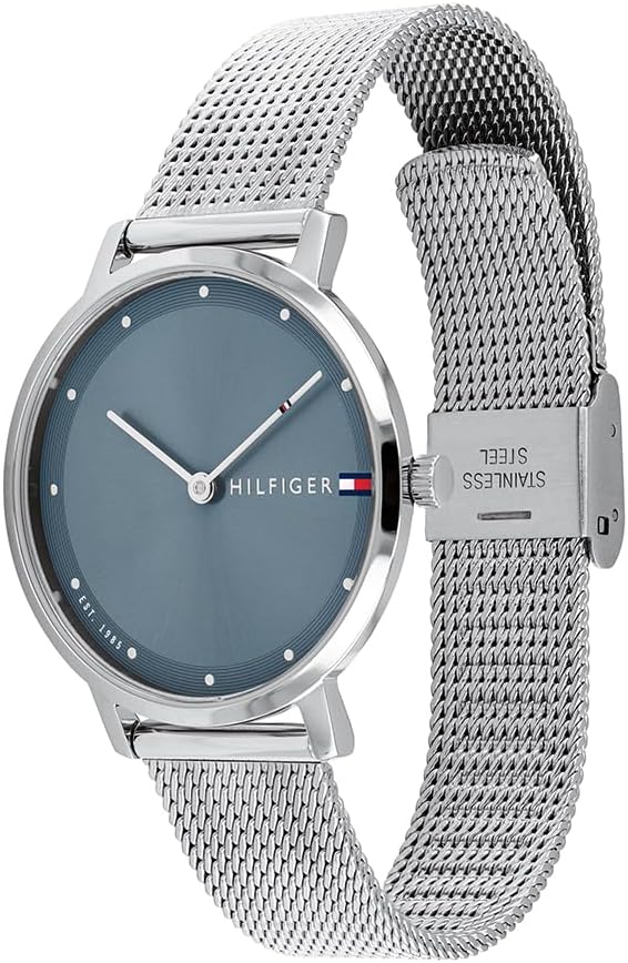 Thumbnail 1 de Tommy Hilfiger Zwei-Zeiger-Quarzarmbanduhr für Damen mit Edelstahlarmband – blaues Sunburst-Zifferblatt