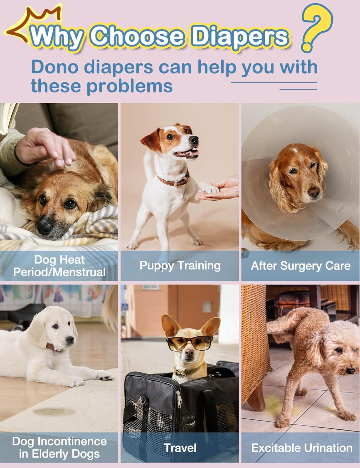 Thumbnail 6 de DONO Couches pour chienne femelle taille M (30 à 50 cm) – 40 unités, pull-up à élastique 360°