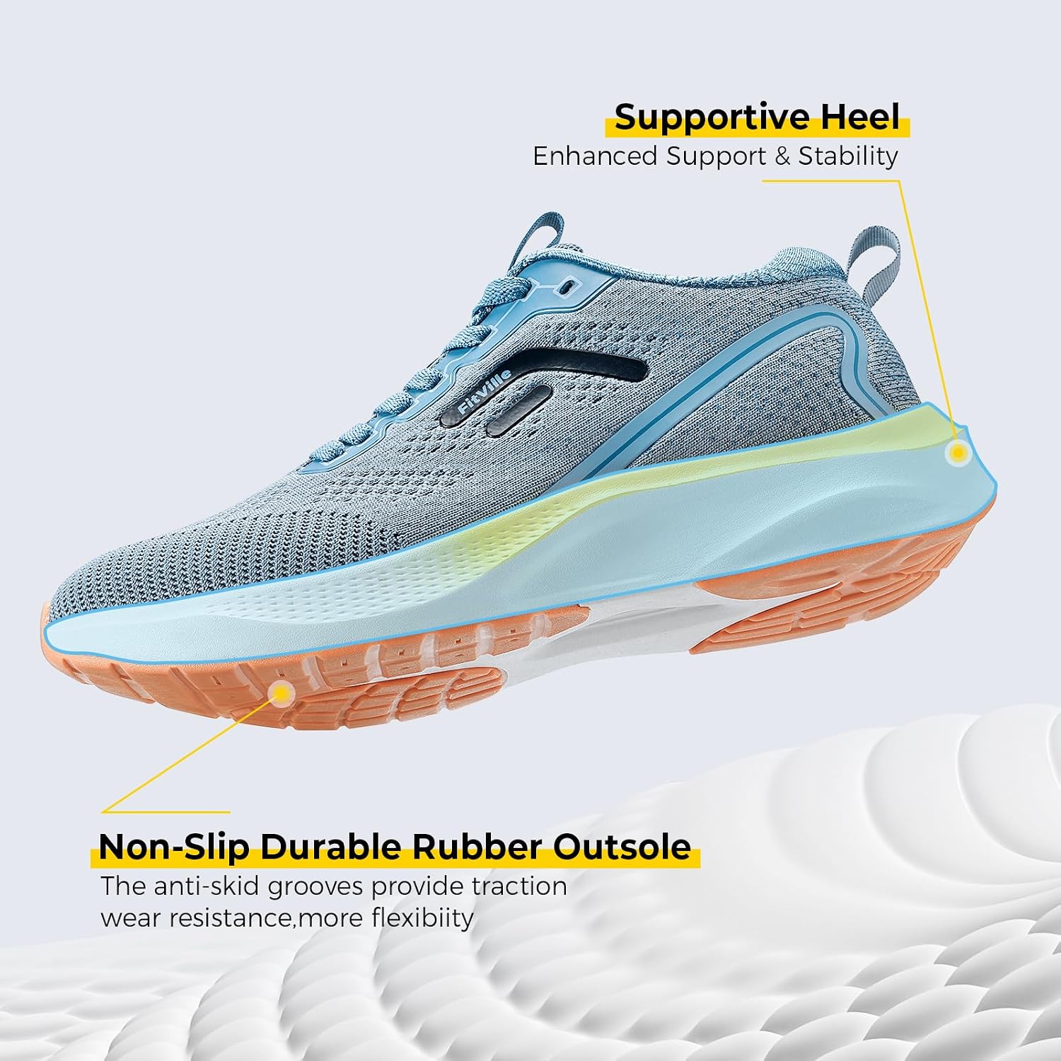 Detalle 2 de FitVille scarpe running uomo a pianta larga con punta spaziosa e tomaia traspirante