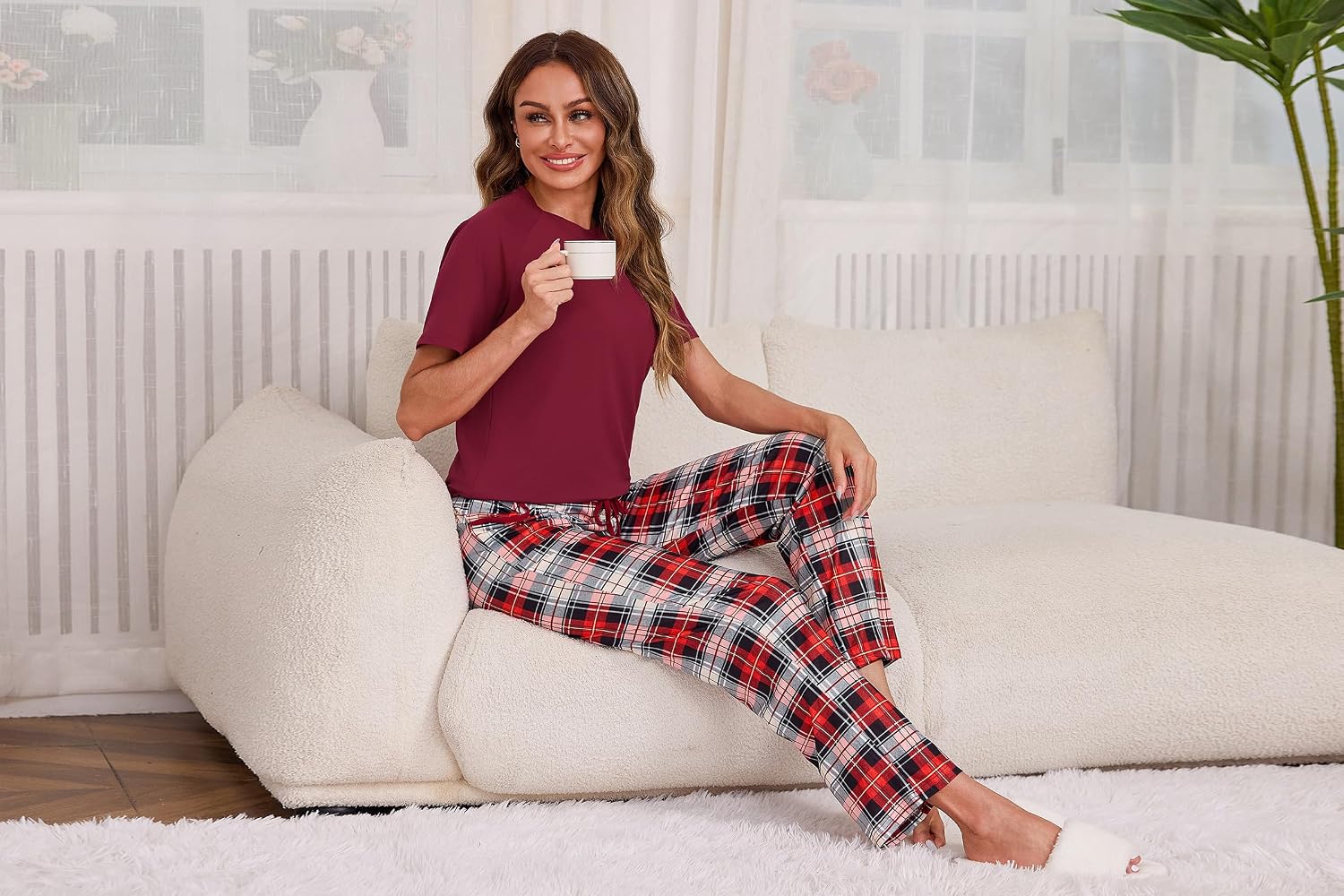 Detalle 2 de Uniexcosm Chemise de Nuit Longue Femme en Coton – Ensemble Pyjama et Robe de Nuit Hiver