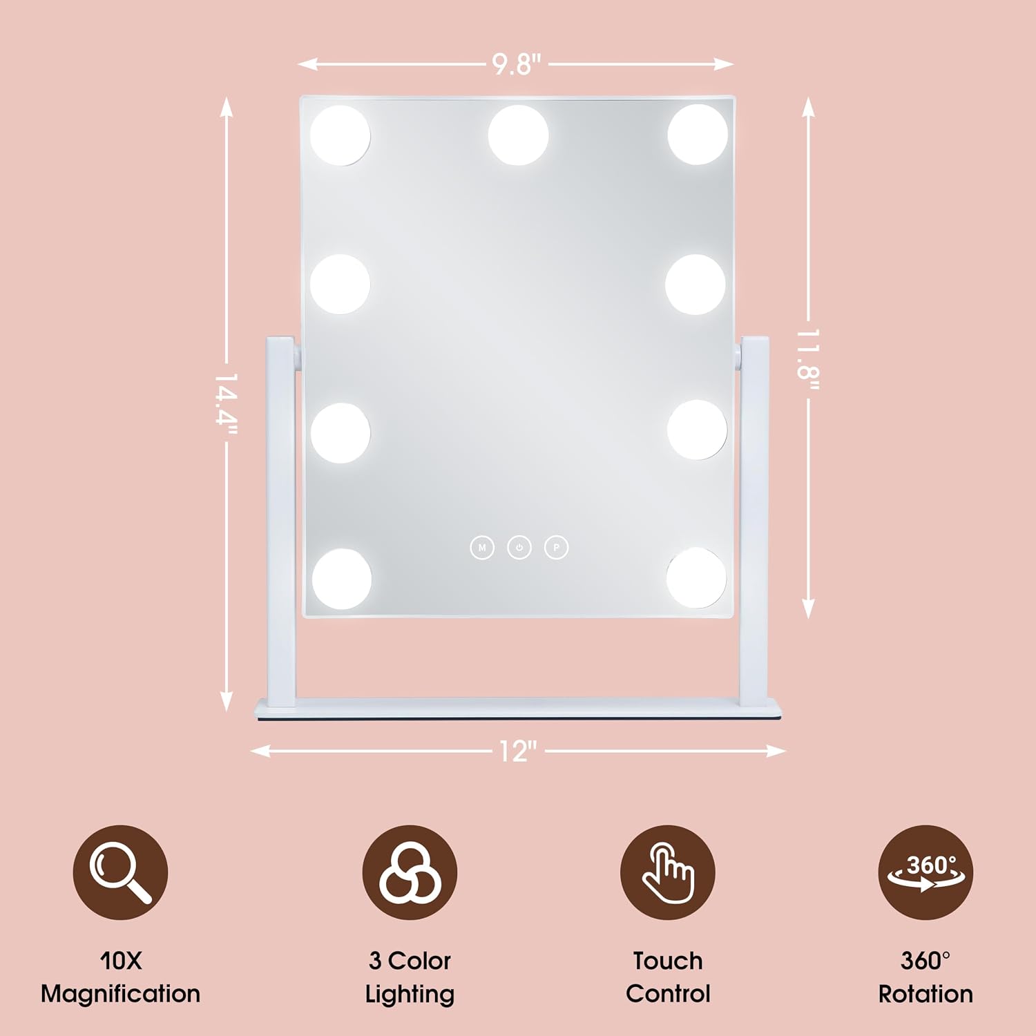 Thumbnail 6 de Kotdning Lighted Vanity Mirror with 10x Magnification