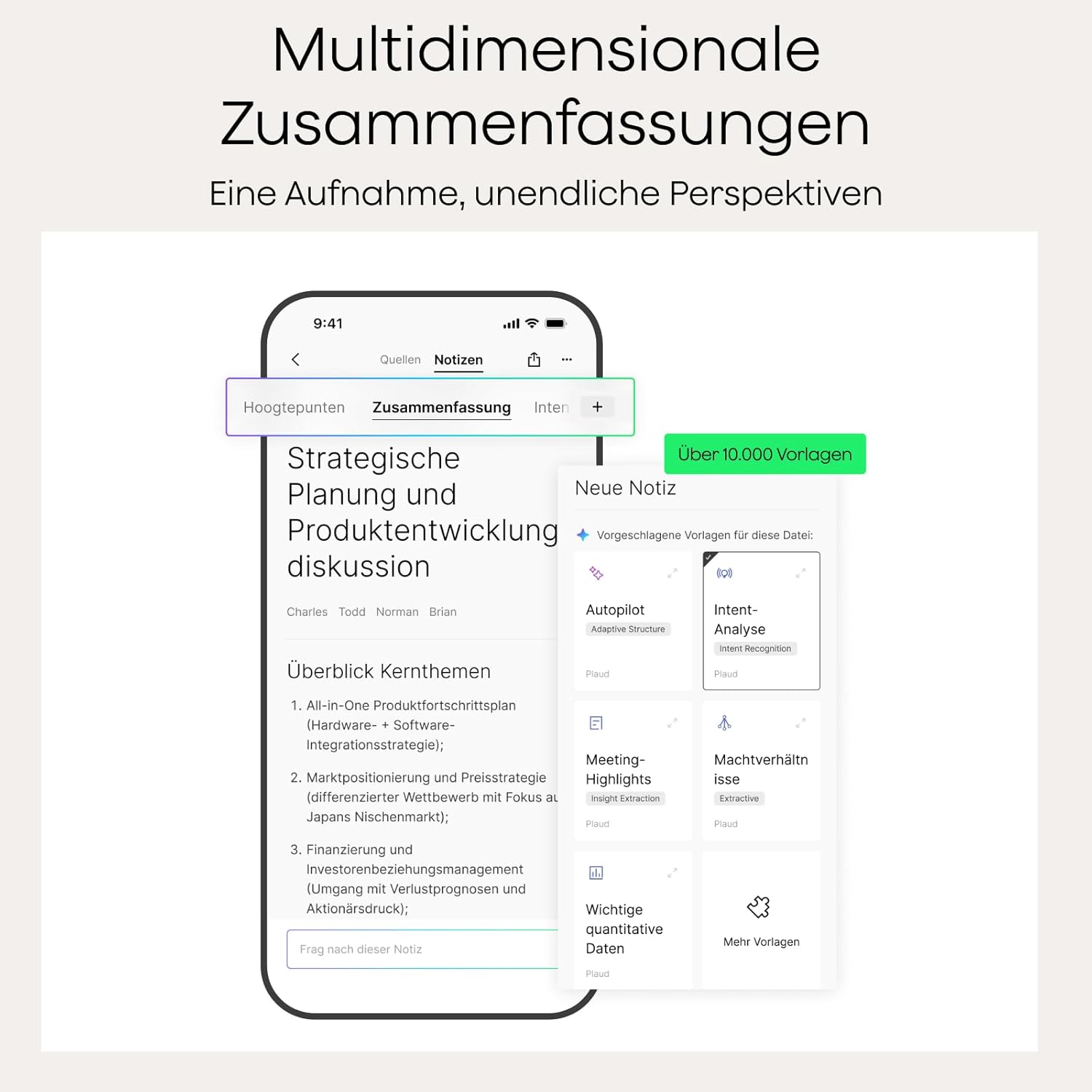 Detalle 2 de Plaud Note KI Diktiergerät mit Hülle – 64 GB Speicherkapazität, Transkription und Zusammenfassungen