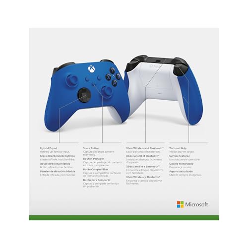 Thumbnail 7 de Xbox Wireless Gaming Controller, Shock Blue — Modernized design with textured grips and versatile connectivity