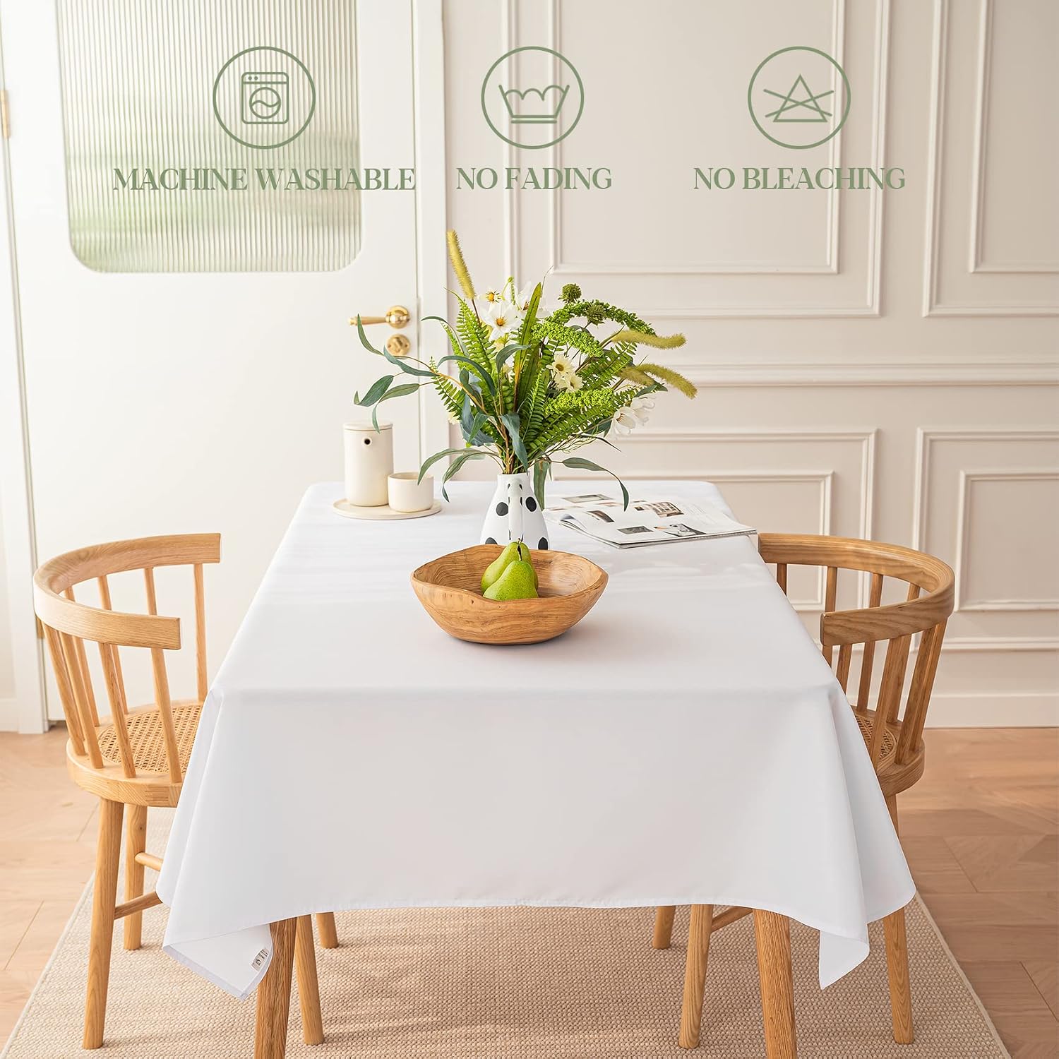 Thumbnail 6 de BYDOLL Table Cloth White 60x84 Inch — Durable, Washable, and Wrinkle-Resistant Polyester Cover for 6-Foot Tables