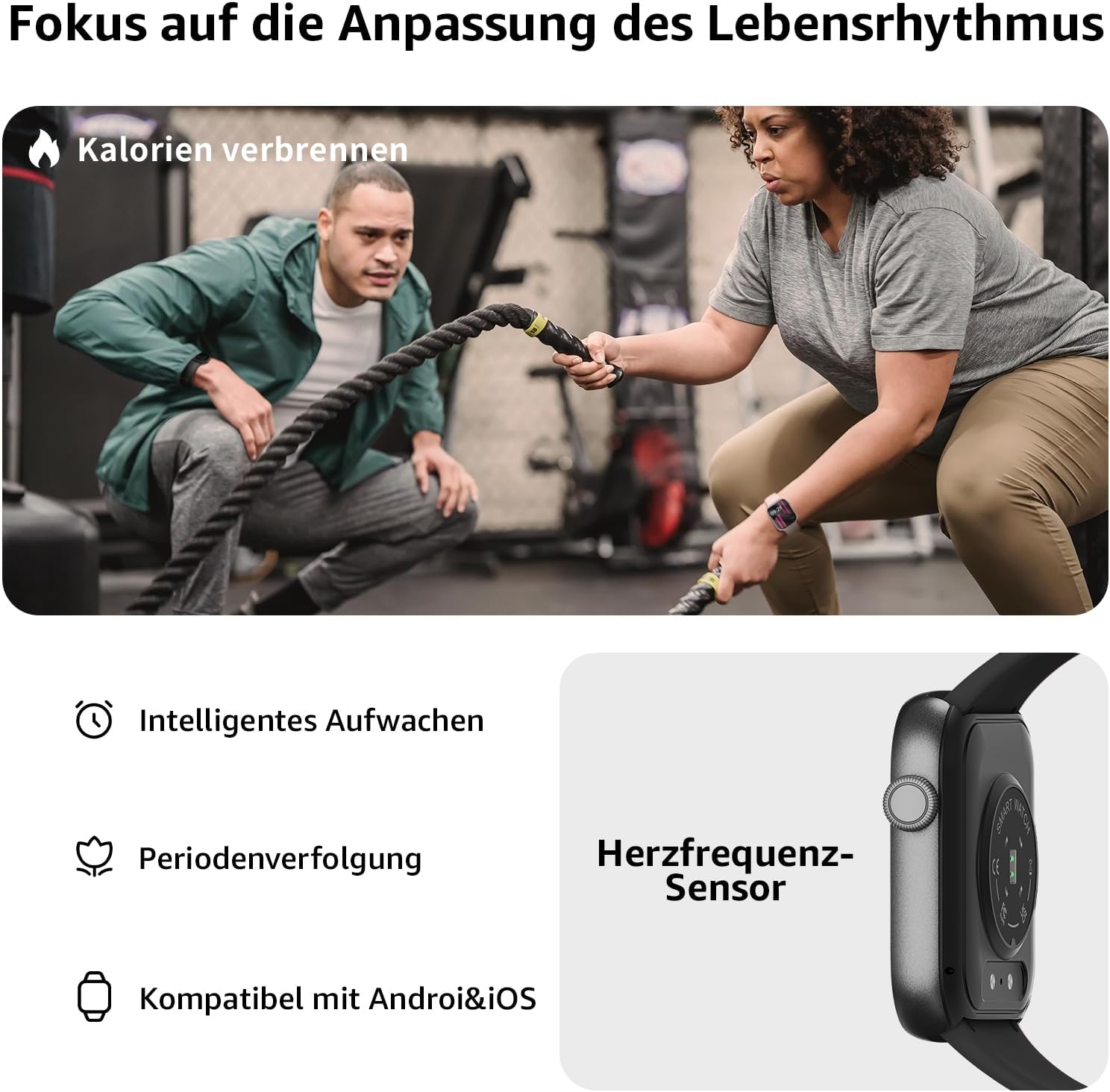 Thumbnail 4 de AcclaFit Smartwatch Damen & Herren – 1,85" HD Touch Fitnessuhr mit Telefonfunktion, IP68