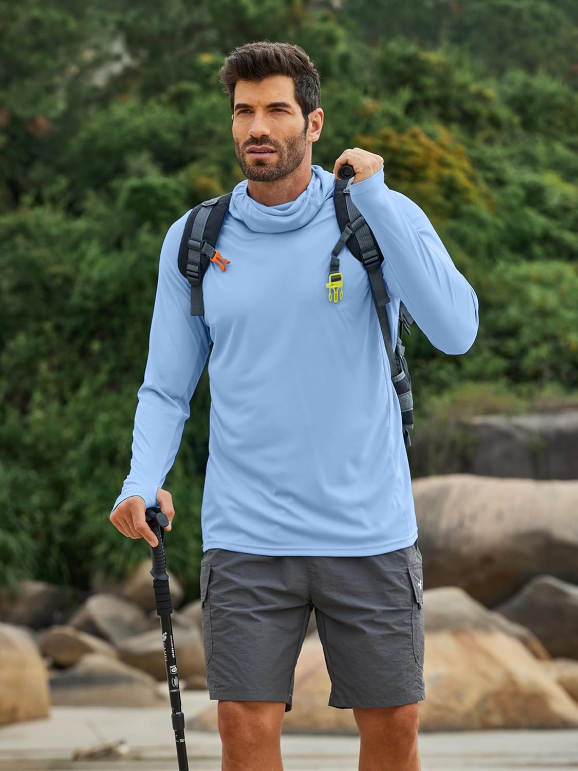 Thumbnail 6 de PINSPARK Men’s Sun Protection Hoodie with Mask (UPF 50+ UV) Long Sleeve Rash Guard Shirt