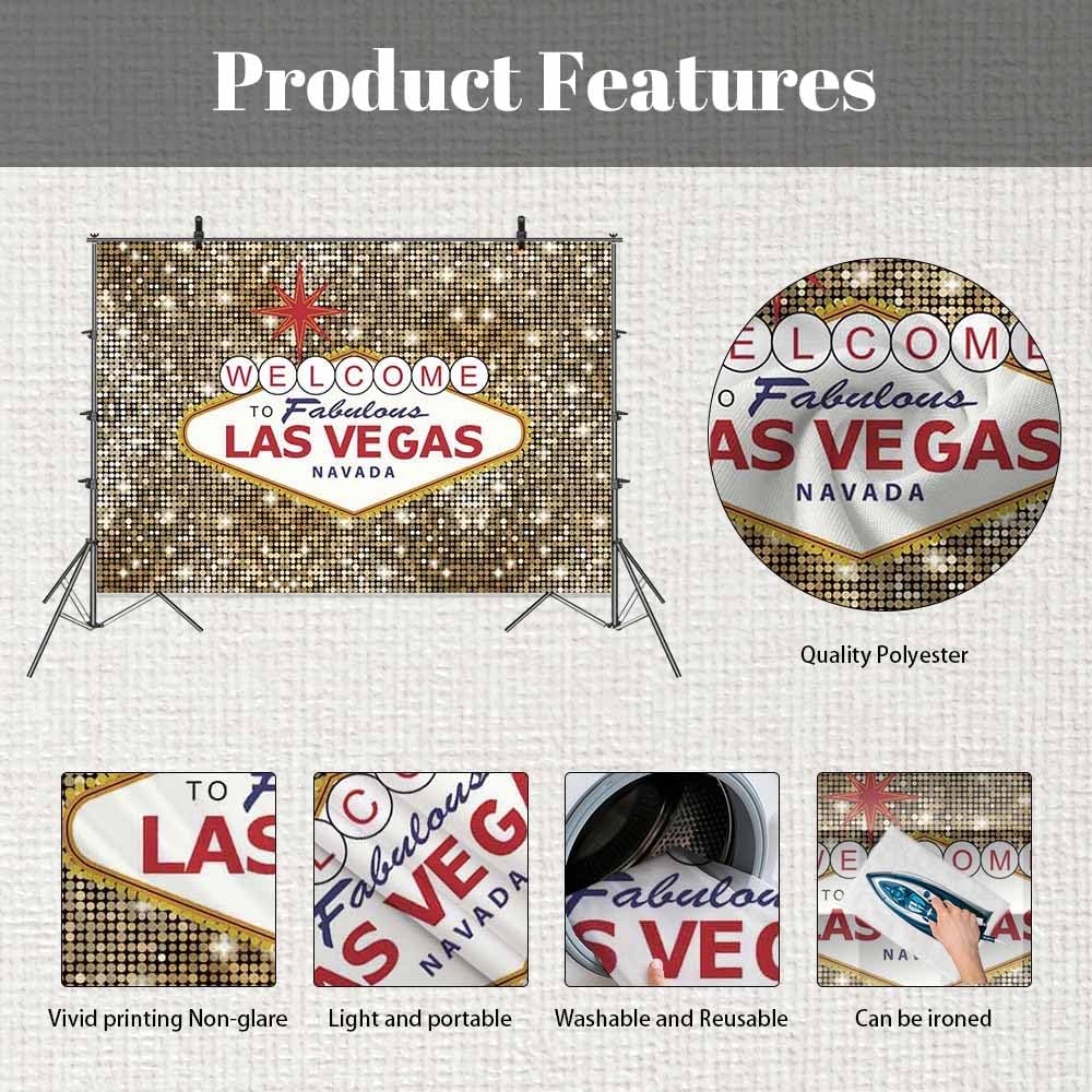 Thumbnail 5 de MEHOFOND 8x6ft Las Vegas Sequin Photo Backdrop