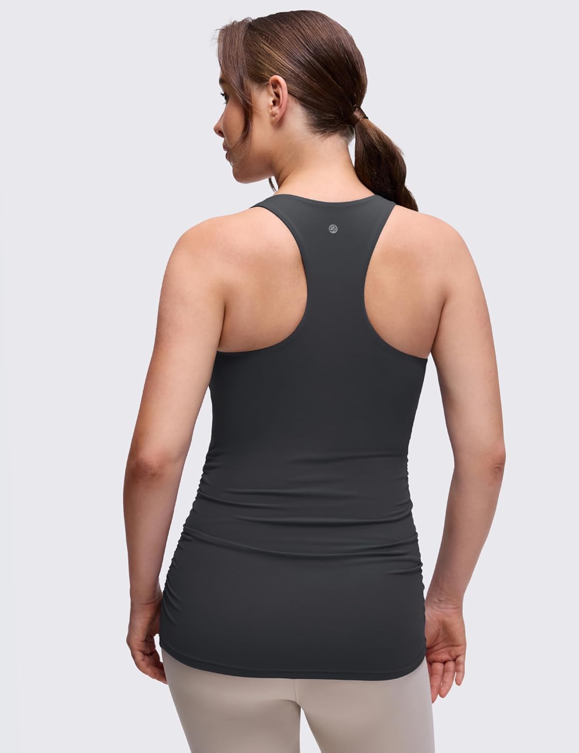 Detalle 2 de CRZ YOGA Butterluxe Donna Racerback Maternity – Cima imbottita con spalle scoperte e lati arricciati
