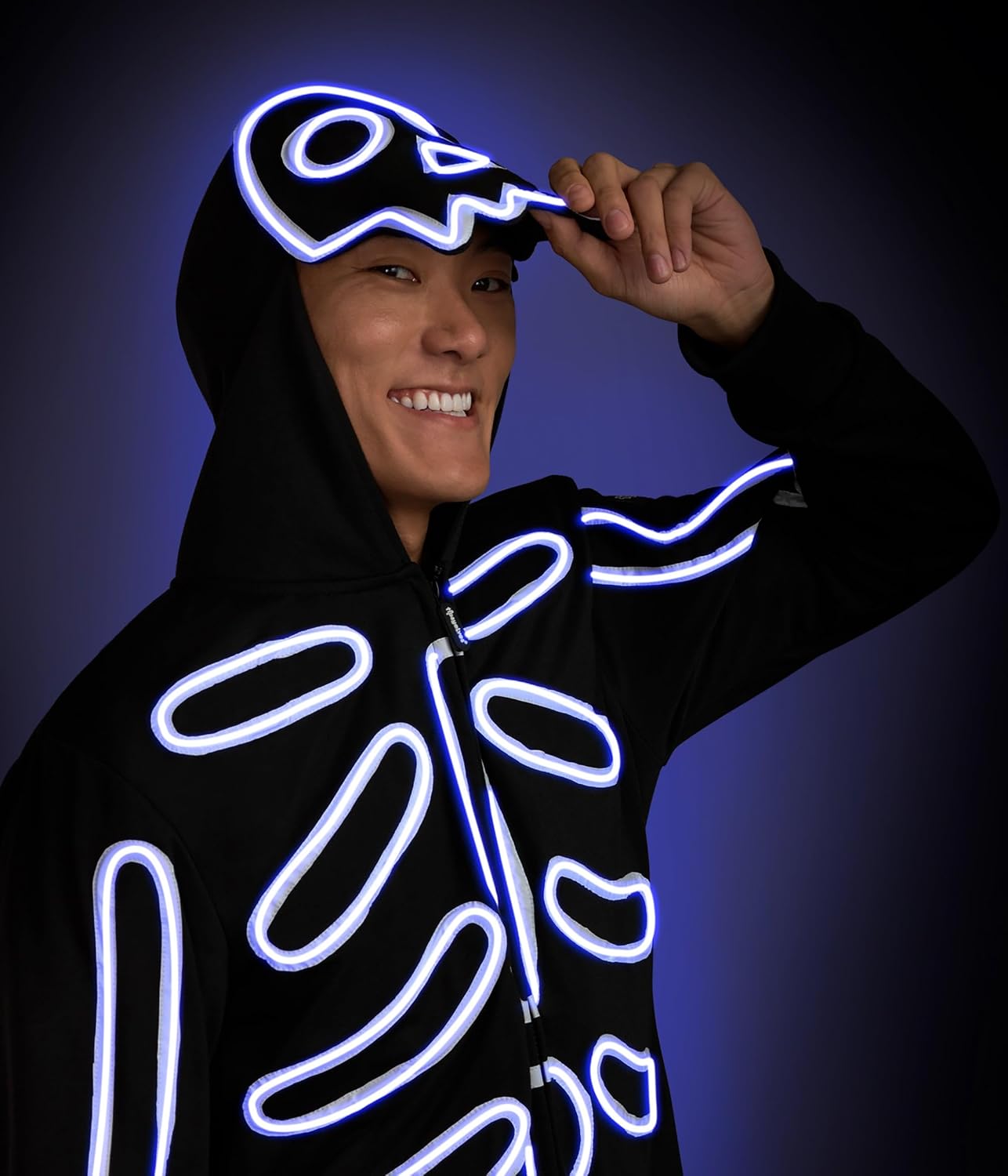 Detalle 1 de Tipsy Elves Men's Skeleton Costume Jumpsuit