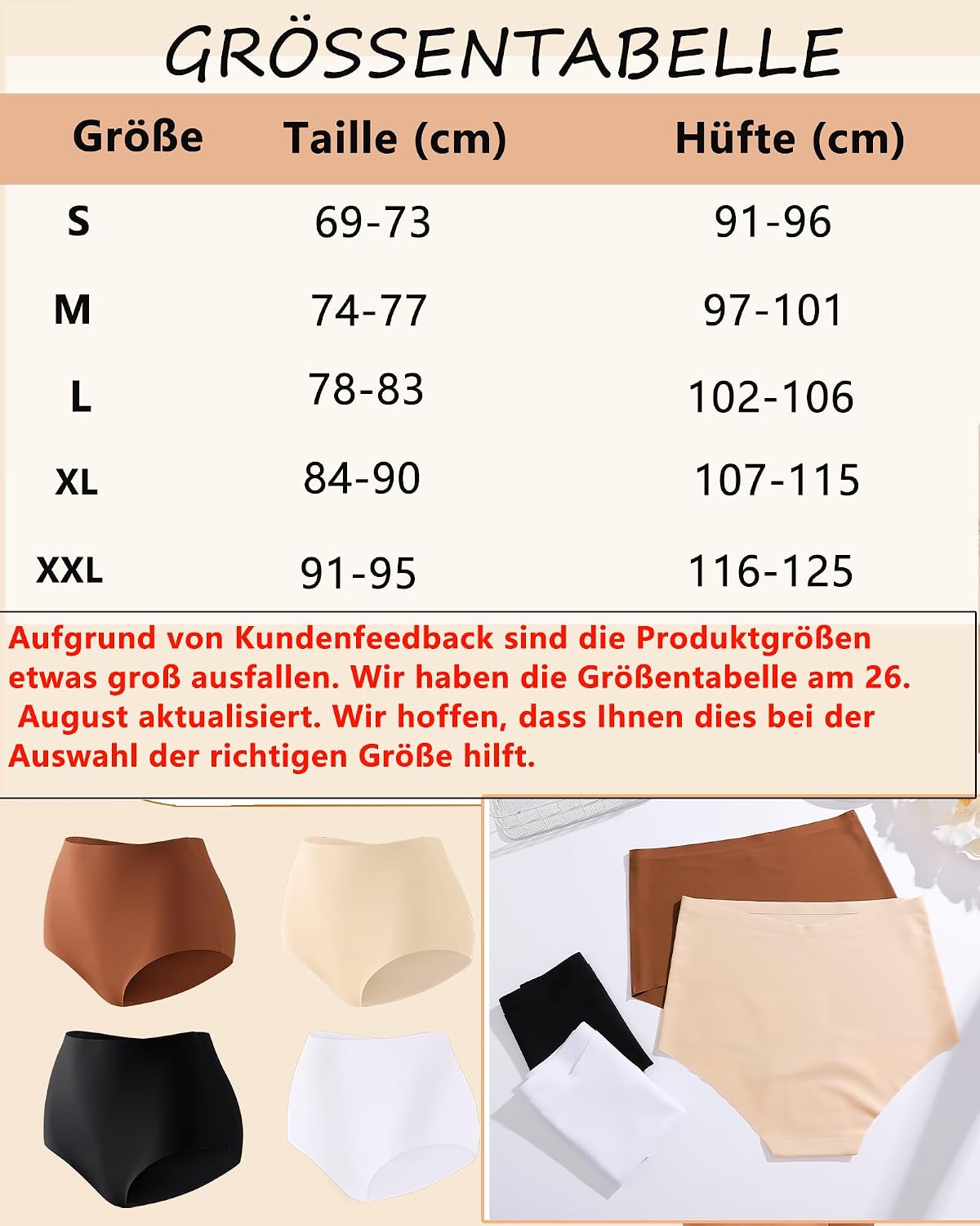 Detalle 2 de Nahtlose High Waist Slips für Damen, 3er-Pack