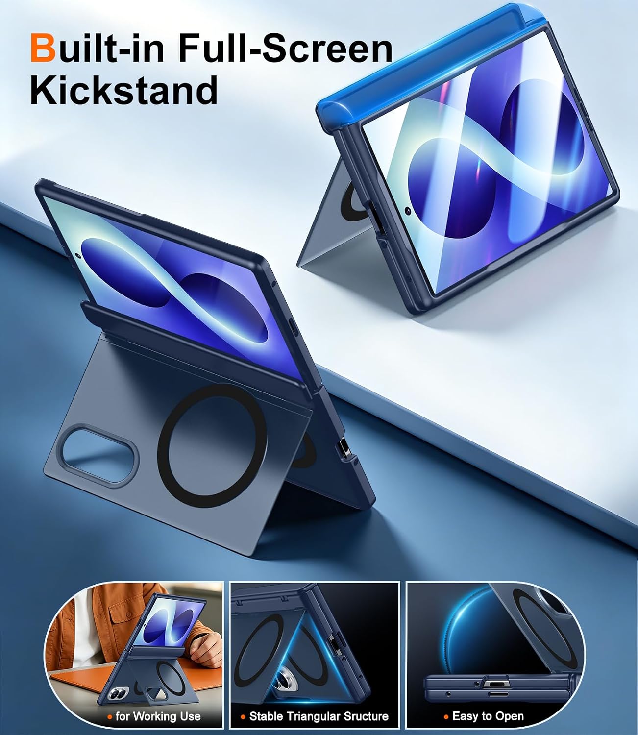 Thumbnail 3 de SPIDERCASE WJB-ZFOLD8Wide CXZJ 2IN1-BL マグネット式 Galaxy Z Fold 8ケース ブルー