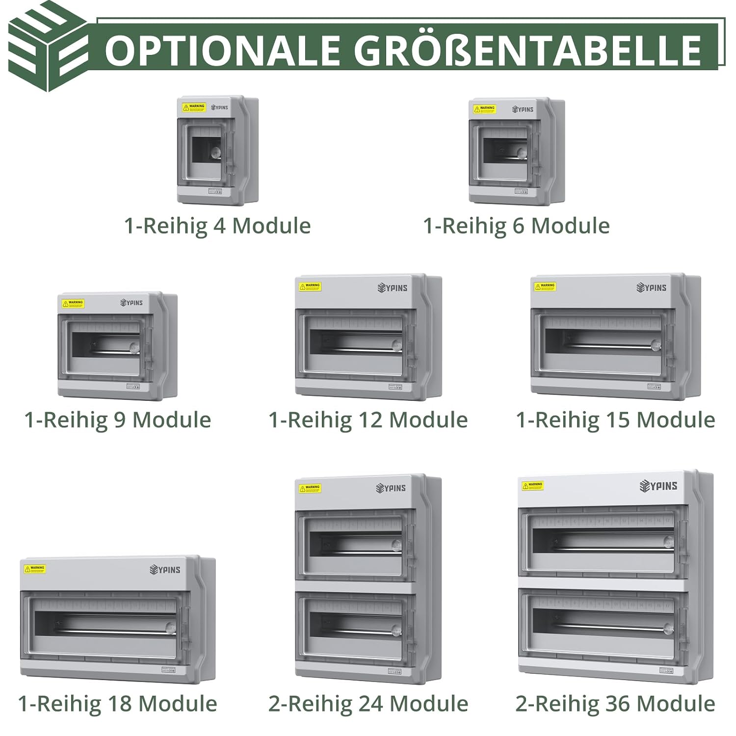 Detalle 2 de EYPINS elektrische verdeelkast voor 24 modules, IP65 en 4 M32-kabelwartels