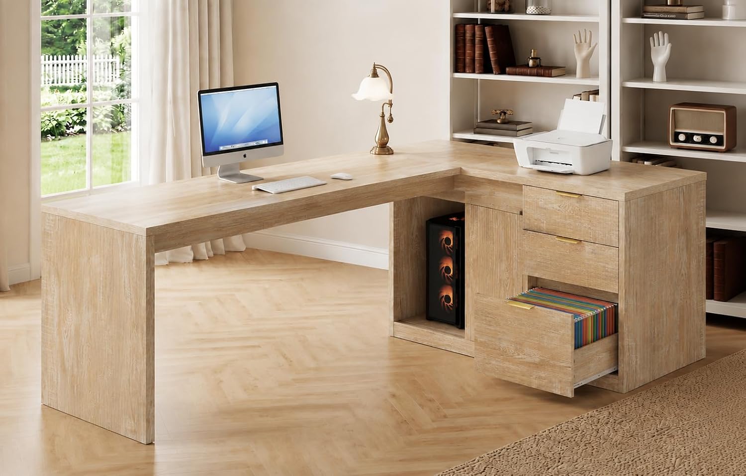 Detalle de Homiflex L-Shaped Executive Desk, 78.7-inch